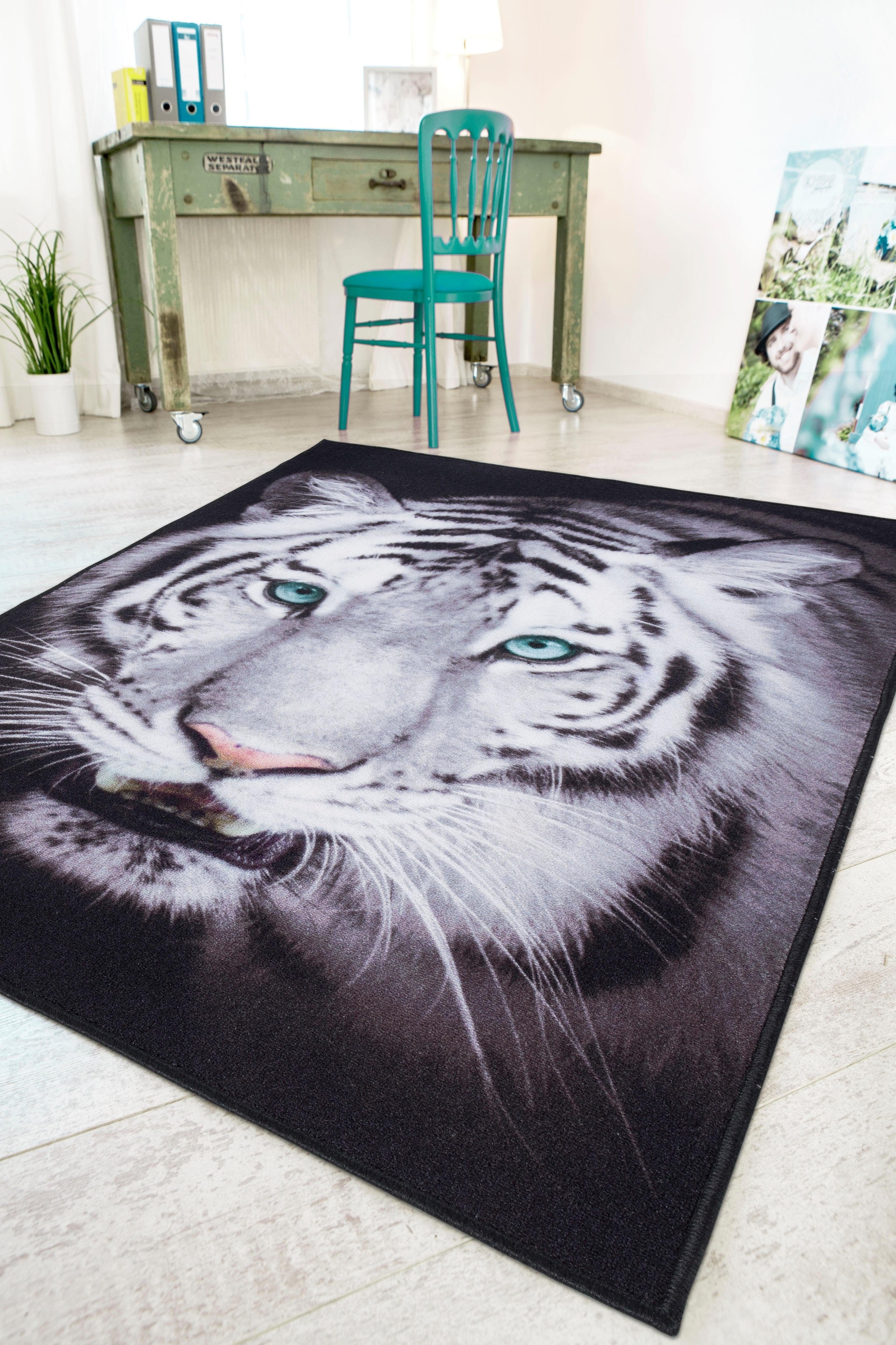 Andiamo Teppich »Weißer Tiger«, rechteckig, 4 mm Höhe, Wohnzimmer