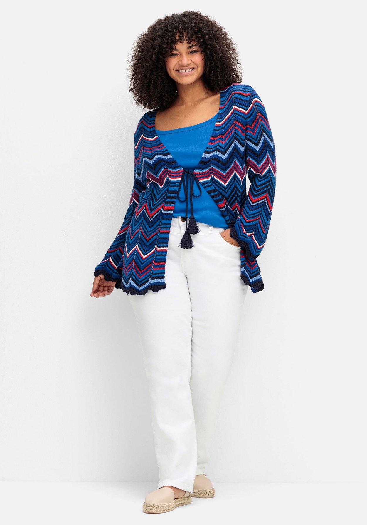 Sheego Strickjacke »Ajour-Strickjacke im Zickzackmuster«
