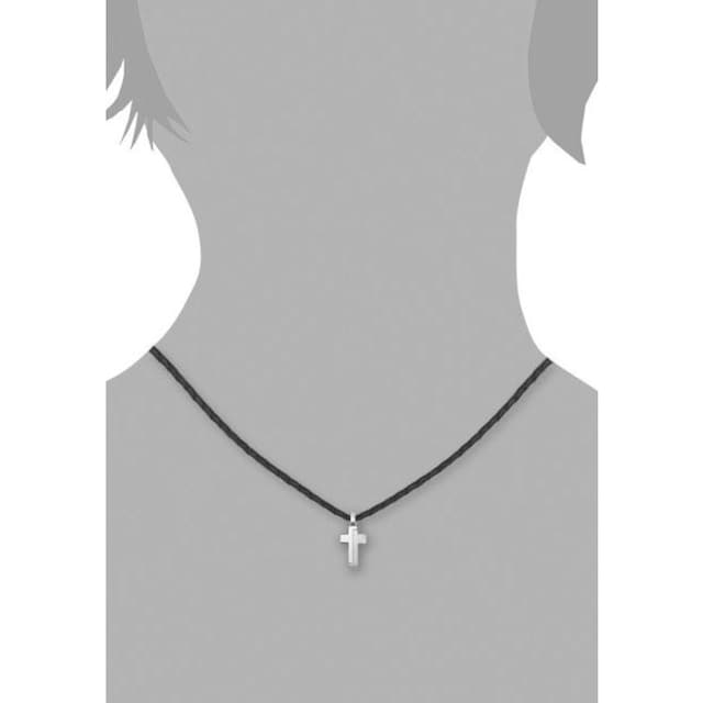 s.Oliver Junior Kette mit Anhänger »Halskette Kreuz, 2024225«, aus Edelstahl  + Leder online bei OTTO