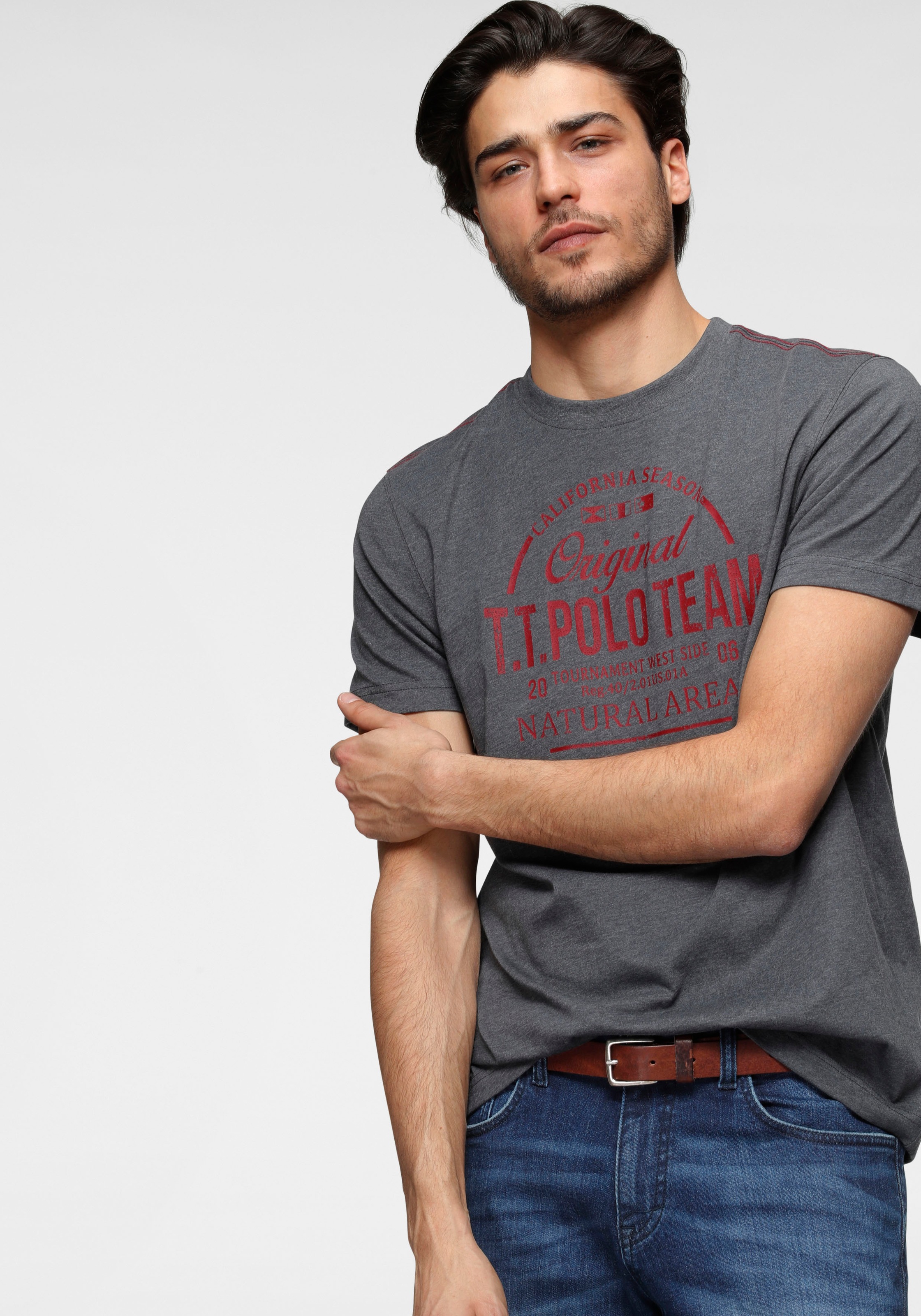 TOM TAILOR Polo Team T-Shirt, mit großem Logofrontprint