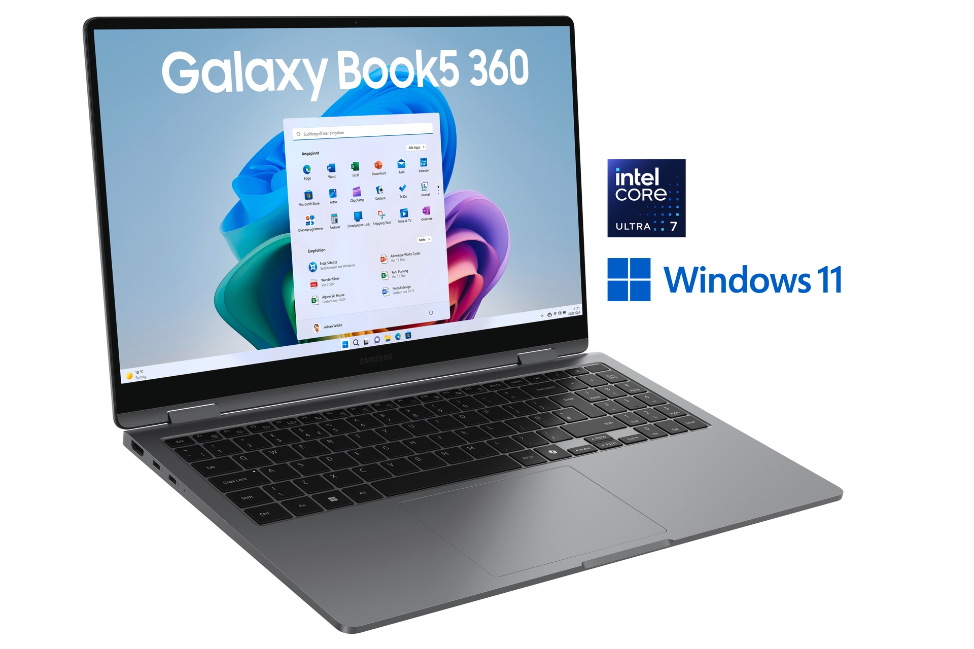 Samsung Notebook »Book5 360 15,6'' (NP760Q) Ultra7 32 GB + 1 TB«, 39,6 cm, / 15,6 Zoll, Intel, Core Ultra 7, ARC, 1000 GB SSD