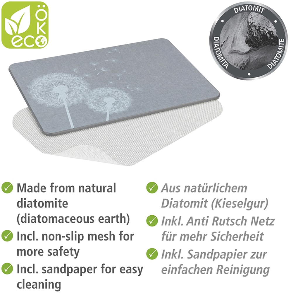 WENKO Badematte »Modell Astera«, schnell trocknend, rutschfest, stark wasserabsorbierend, aus Kieselgur