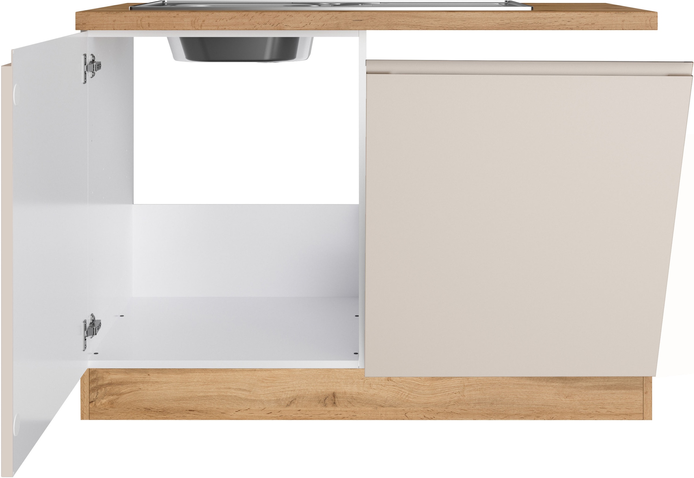 KOCHSTATION Spülenschrank »KS-Virginia,neu in verbesserter Ausführung« Stauraum, Softclose, ohne Armatur,  Breite 110 cm, inklusive Einbauspüle, Soft-Close