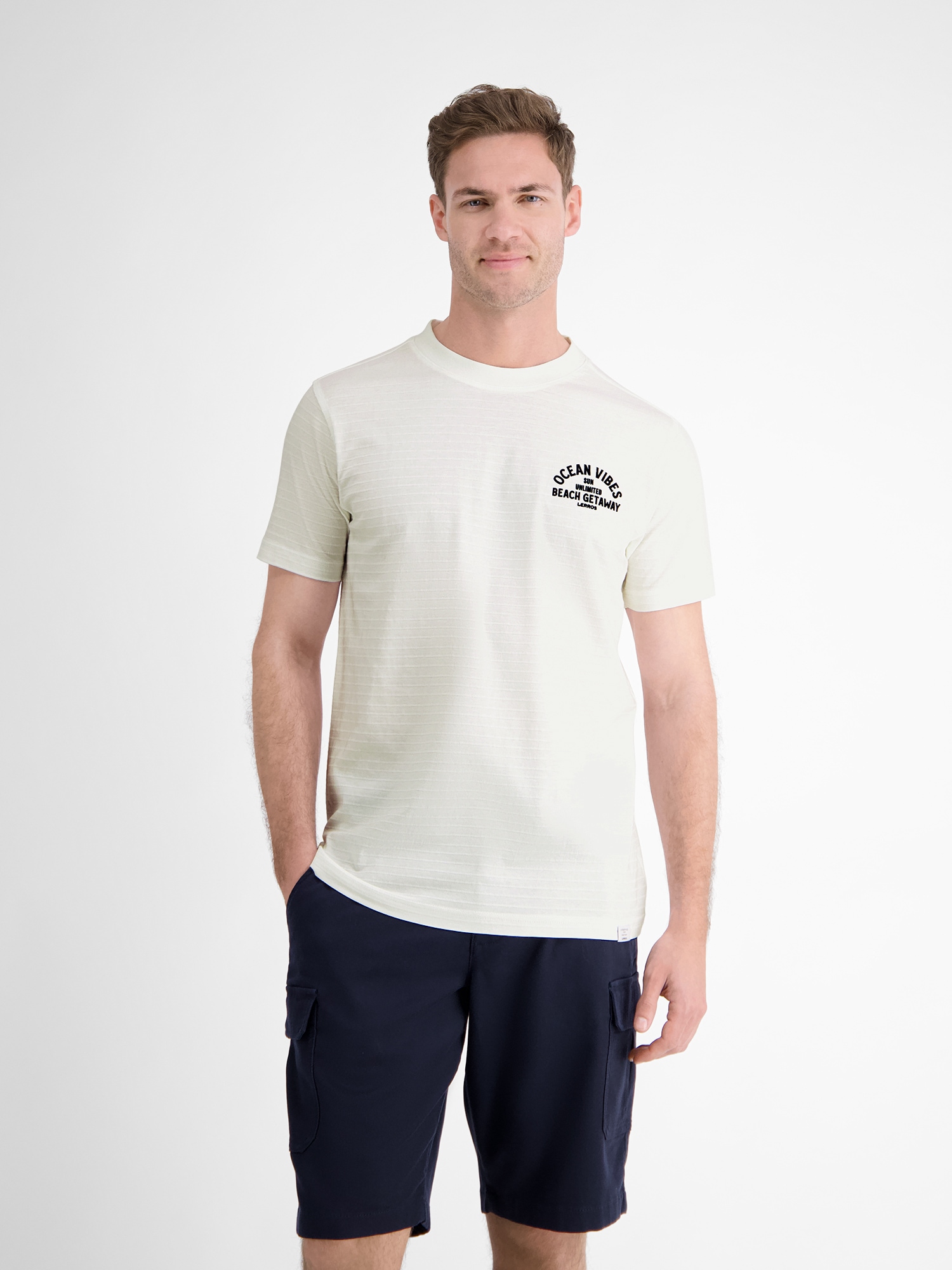 LERROS T-Shirt »LERROS Gestreiftes T-Shirt mit Front und Backprint«