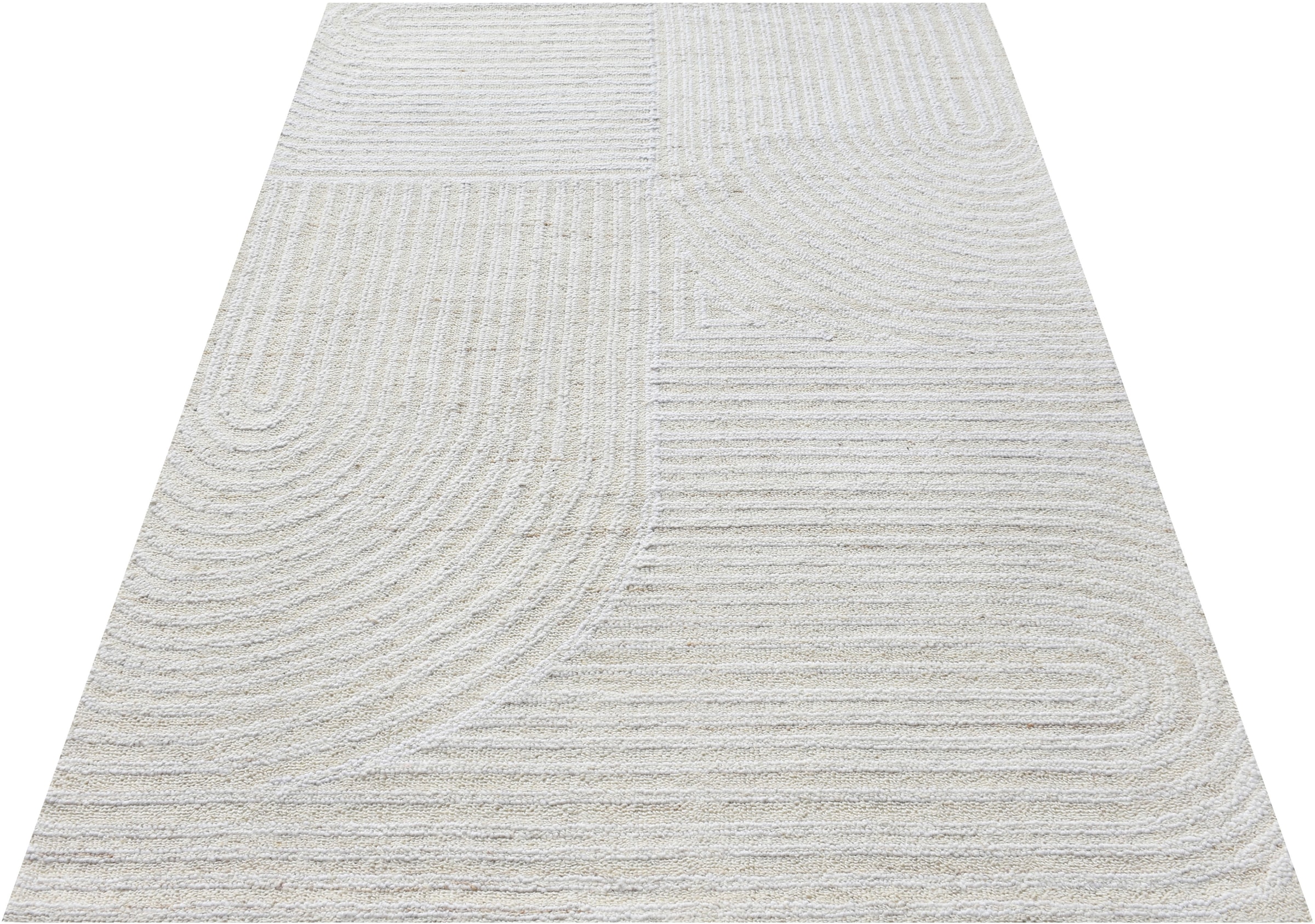 my home Wollteppich »Brevik, handgefertigt, Wolle, Hoch-Tief-Struktur« rechteckig 11 mm Höhe einfarbig, Wolle, Teppich, Wohnzimmer, Schlafzimmer, Esszimmer