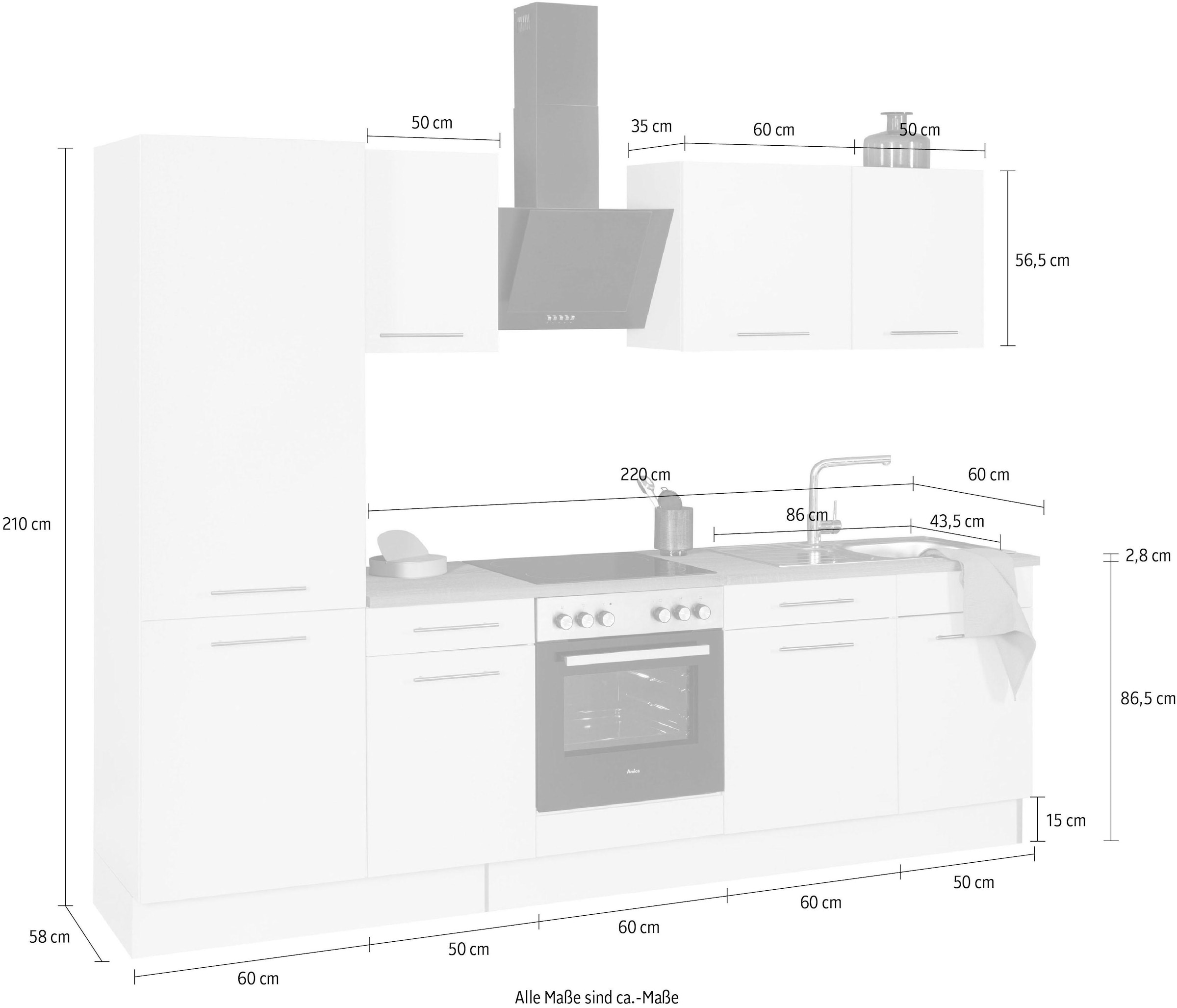 wiho Küchen Küchenzeile »Ela« Breite 280 cm, Soft-Close-Funktion, höhenverstellbare Füße