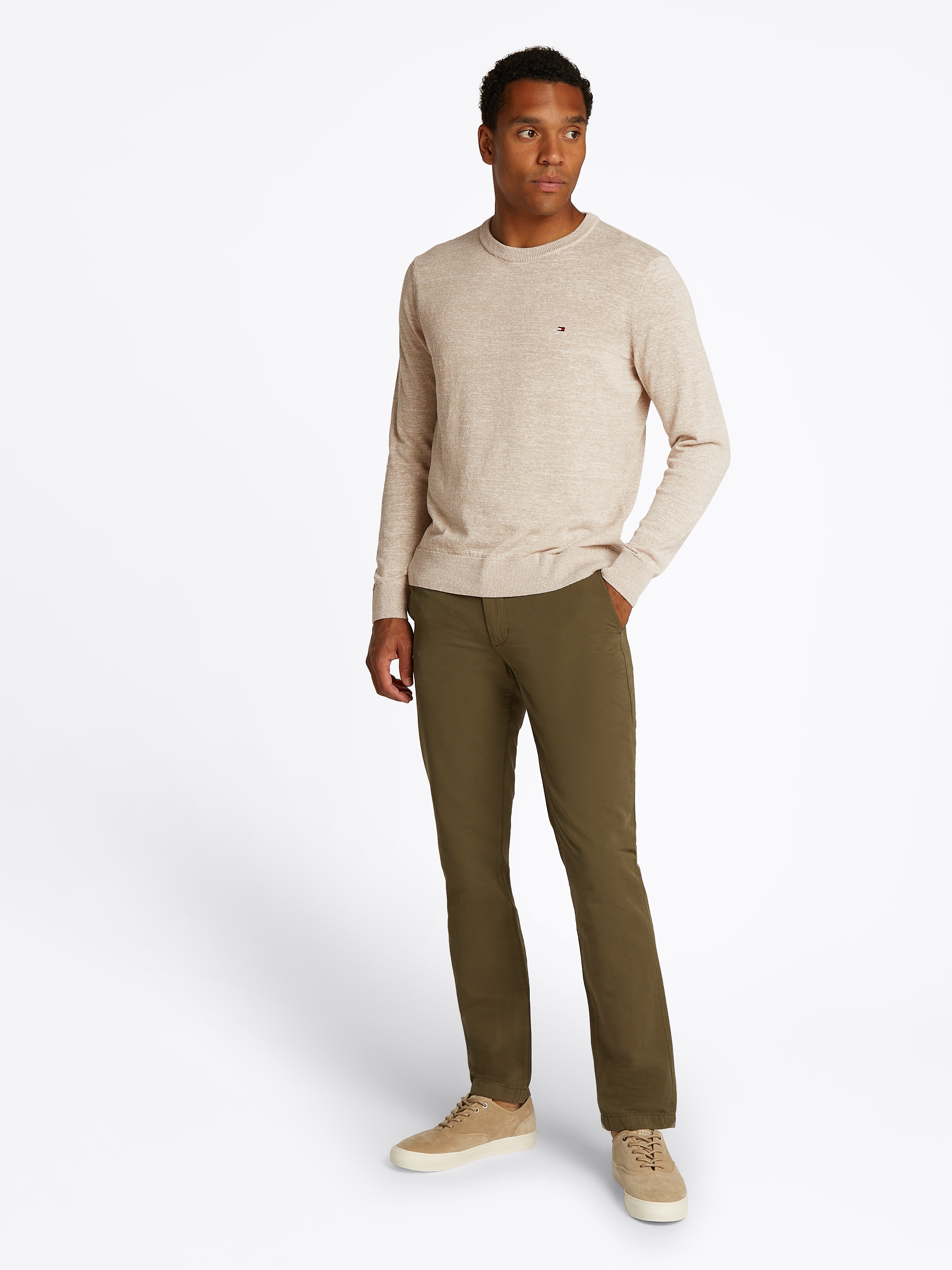 Tommy Hilfiger Rundhalspullover »COTTON LINEN CREW NECK«