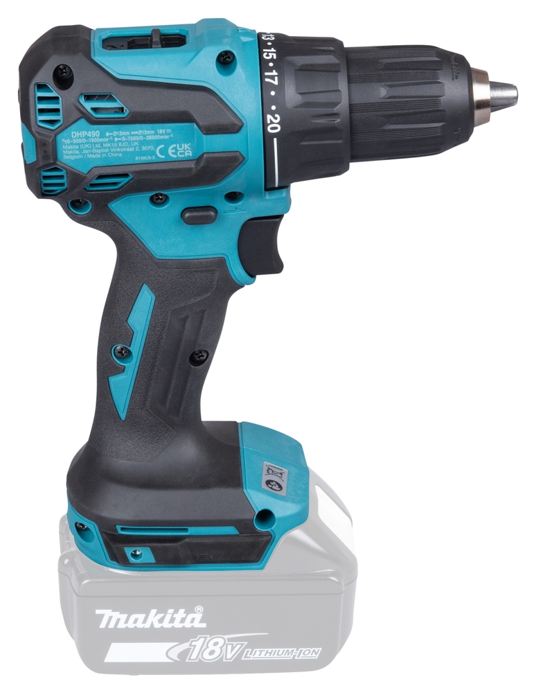 Makita Akku-Schlagbohrschrauber »»DHP490Z« 18V, ohne Akku und Ladegerät« max. 65 Nm, 0-1.900 min⁻¹,  kraftvoller, bürstenlos, allgemein einsetzbar zum Schrauben und Bohren