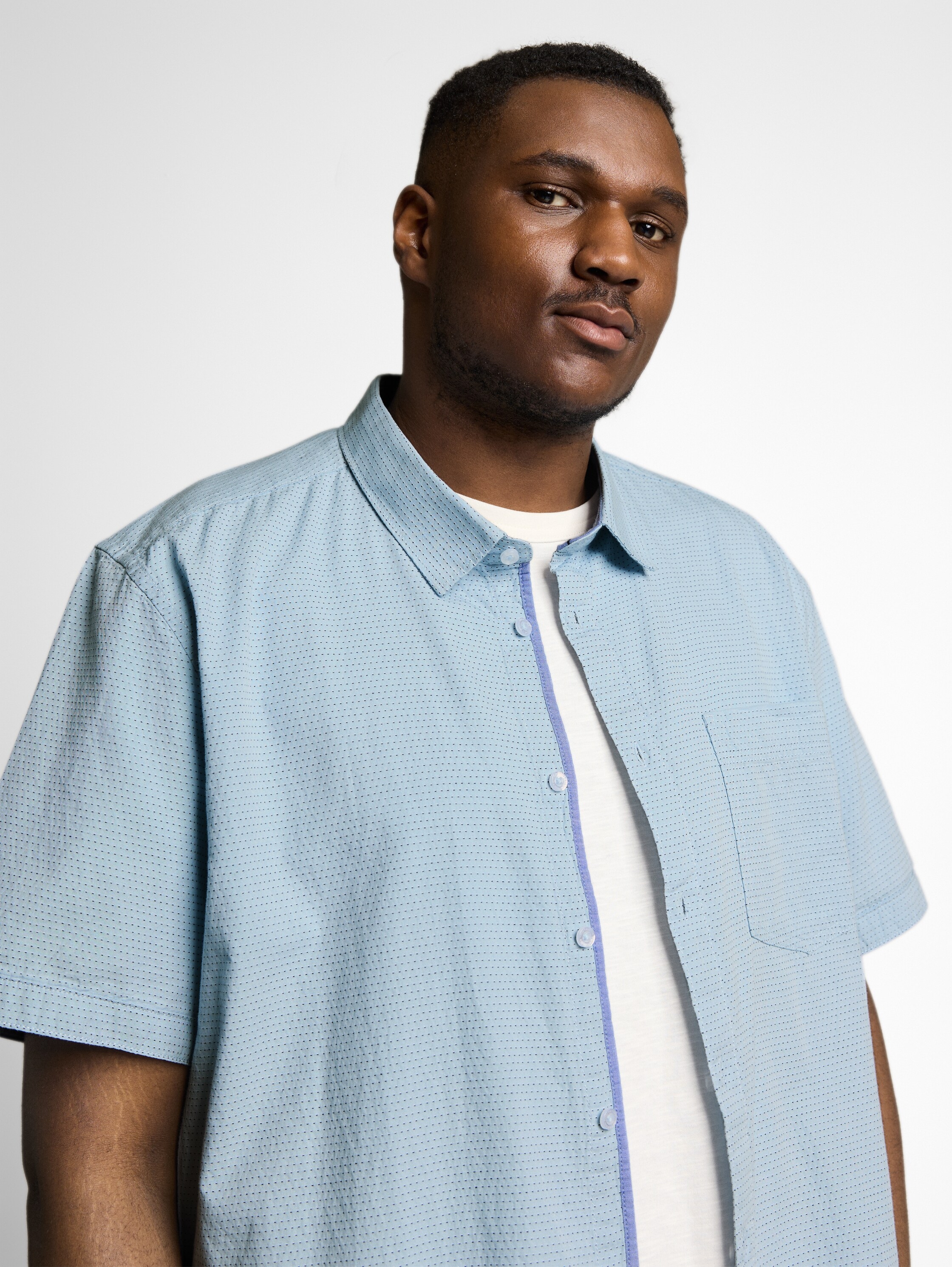 TOM TAILOR PLUS Kurzarmhemd mit Minimalprint - Große Größen