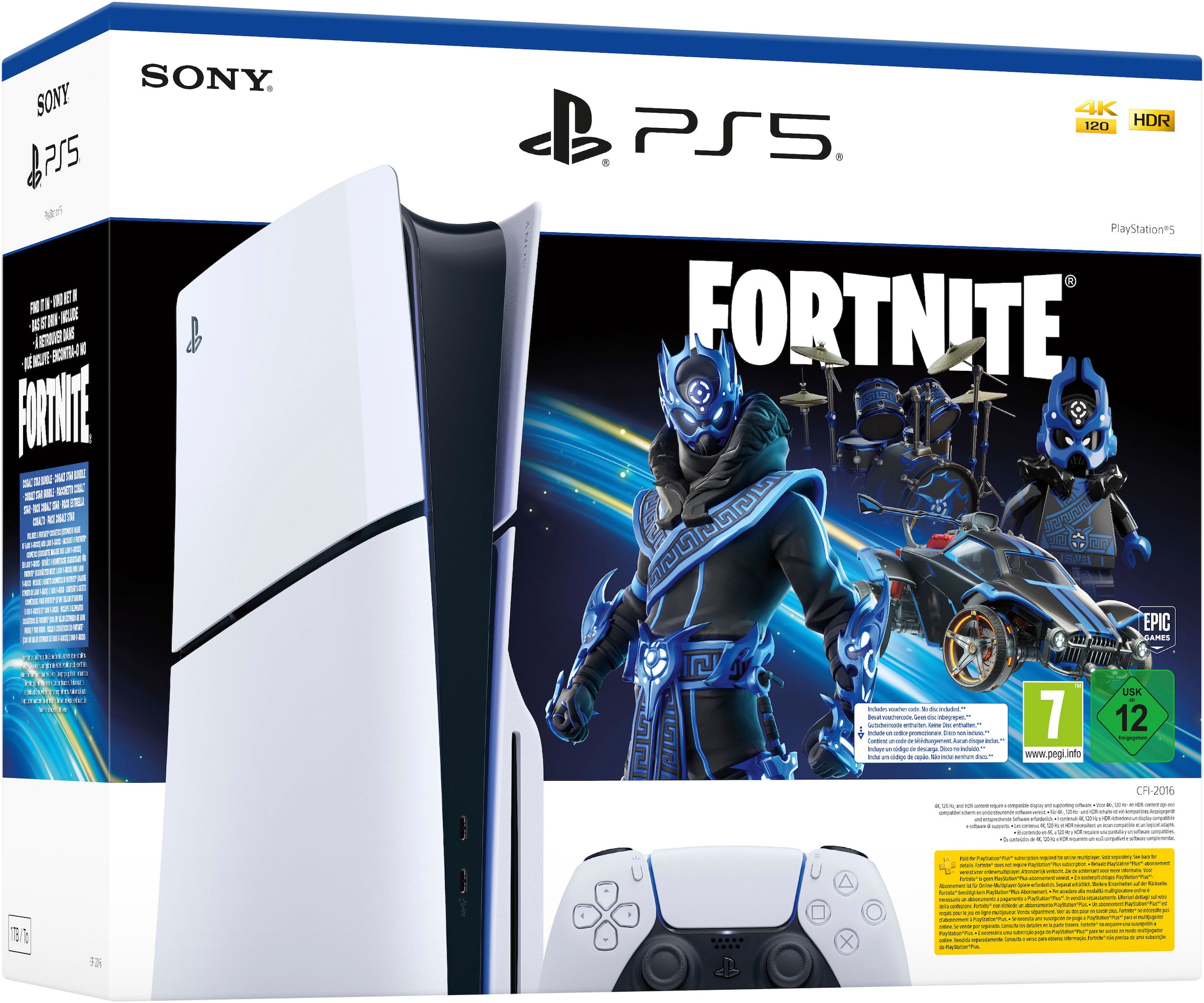 PlayStation 5 Spielekonsole »Disk Edition (Slim) – Fortnite Cobalt Star Bundle + zweiten DS«