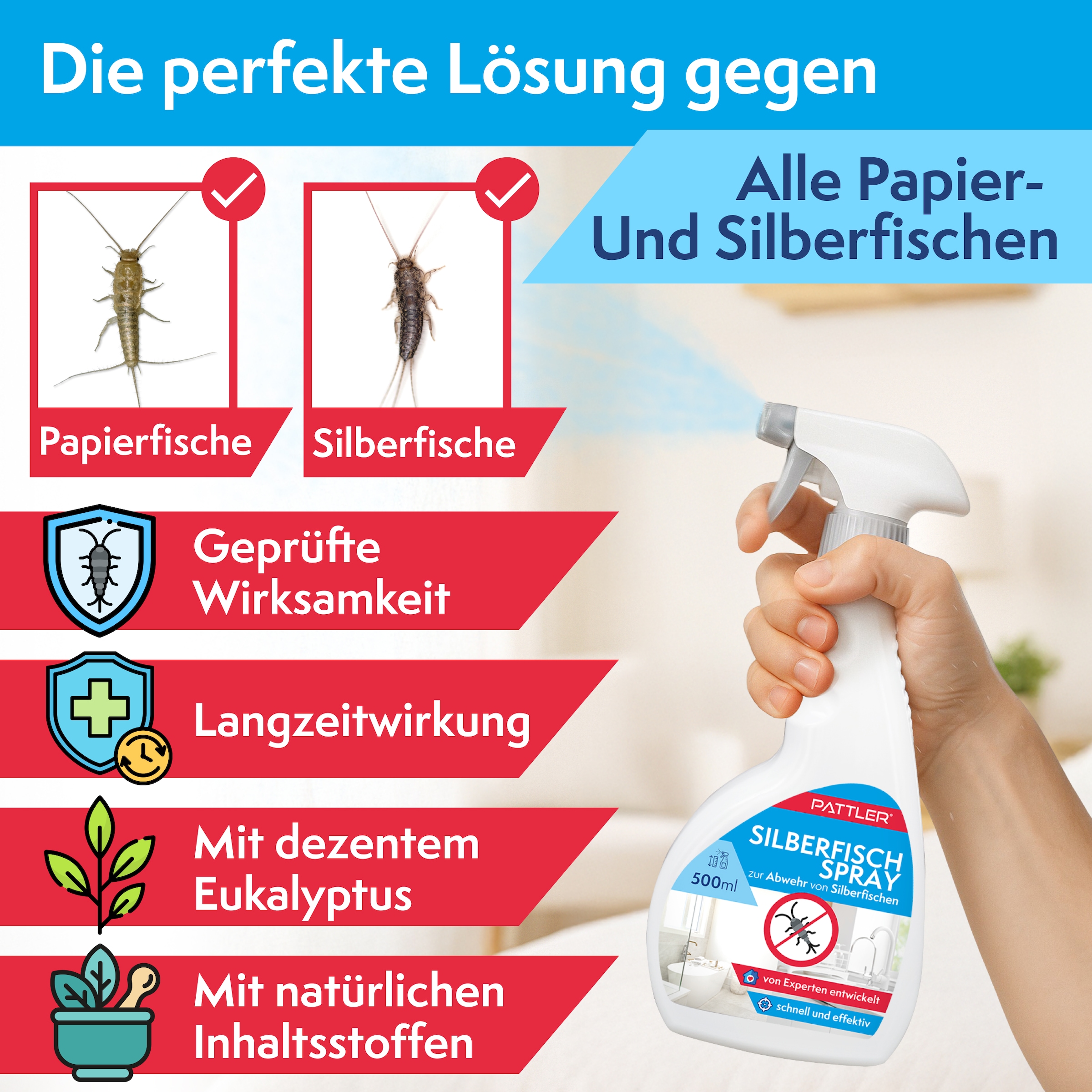 Pattler Insektenspray »Bekämpft Silberfische zuverlässig« 500 ml