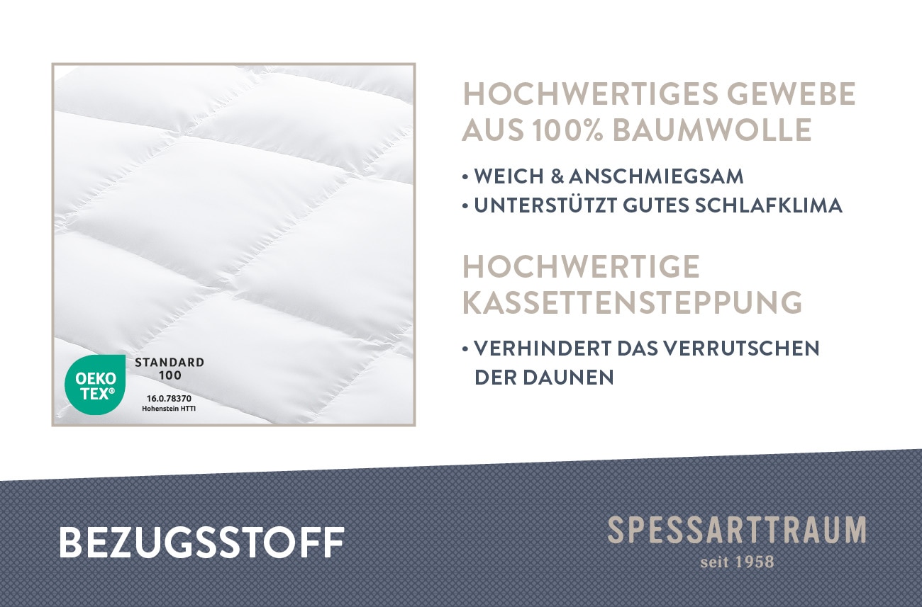 SPESSARTTRAUM Daunenbettdecke »Wildente Bettdecken 135x200cm & weitere Größen«, extraleicht, Füllung 100% Daunen, Bezug 100% Baumwolle, (1 St.), Bettdecken Ganzjahresbettdecke, Winter, Sommer