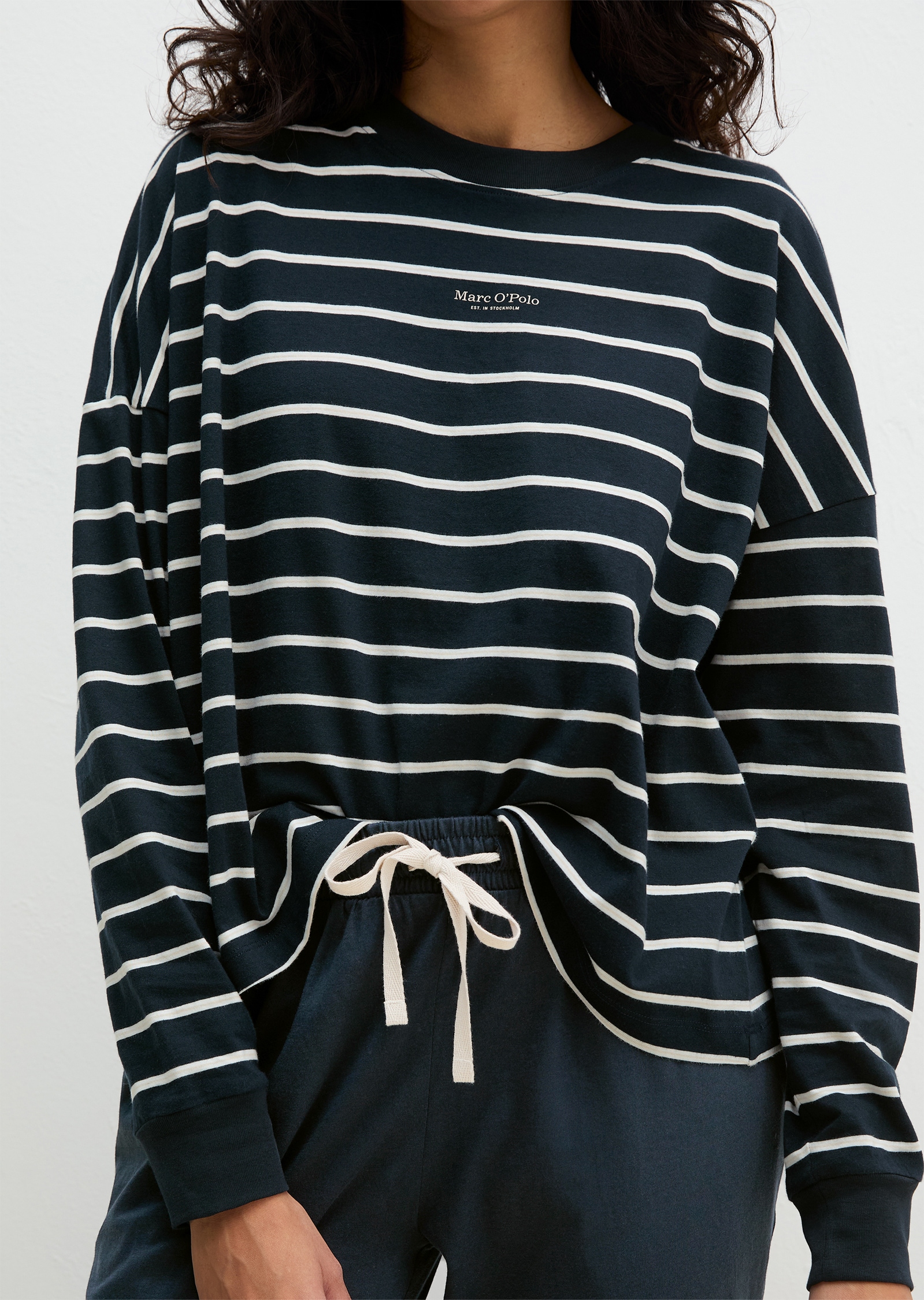 Marc O'Polo Pyjama »Mix N Match Cotton Pyjama Set Long« 2tlg., 2 tlg. mit langem Arm und seitlichen Taschen