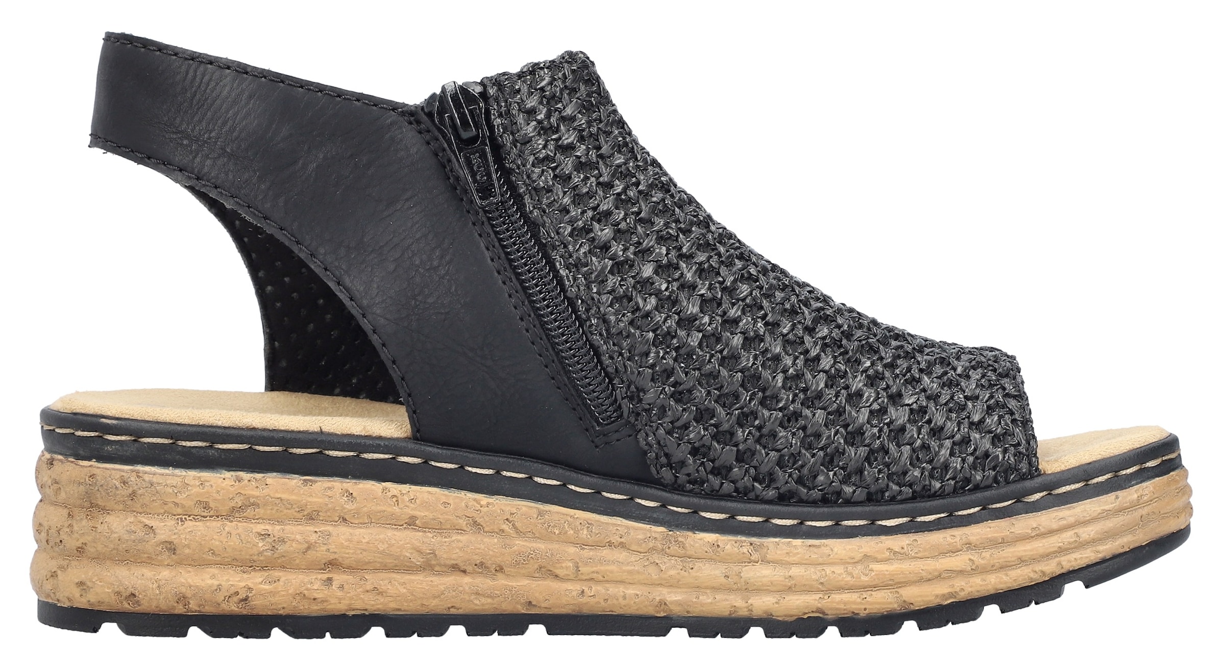 Rieker Plateausandale, Sommerschuh, Sandalette, Urlaubschuh mit Reißverschluss