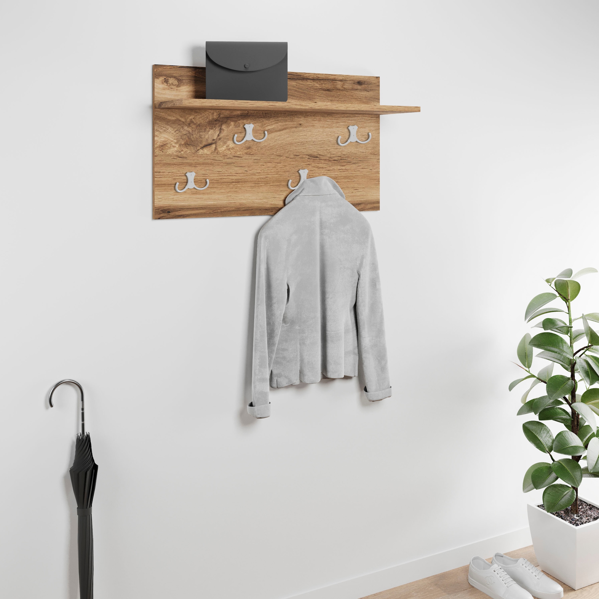 INOSIGN Garderobenpaneel »Paris«, (1 St.), Praktische Wandgarderobe mit Doppelhaken (B/T/H): 70/21,5/40 cm