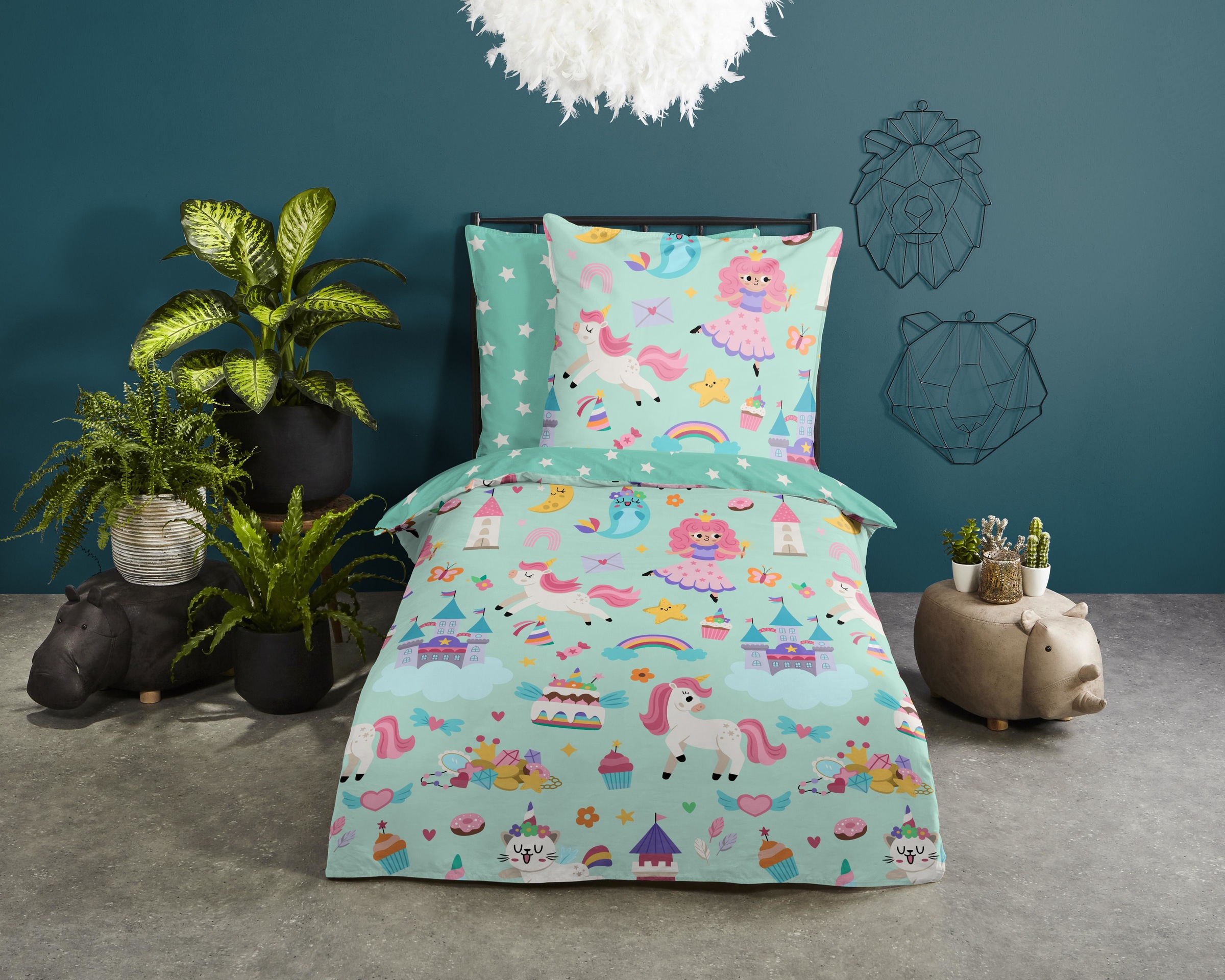 good morning Babybettwäsche »Fantastic«, Baumwolle, Renforcé, Wendeoptik, Kind, Baby, Mädchen, Fantasie