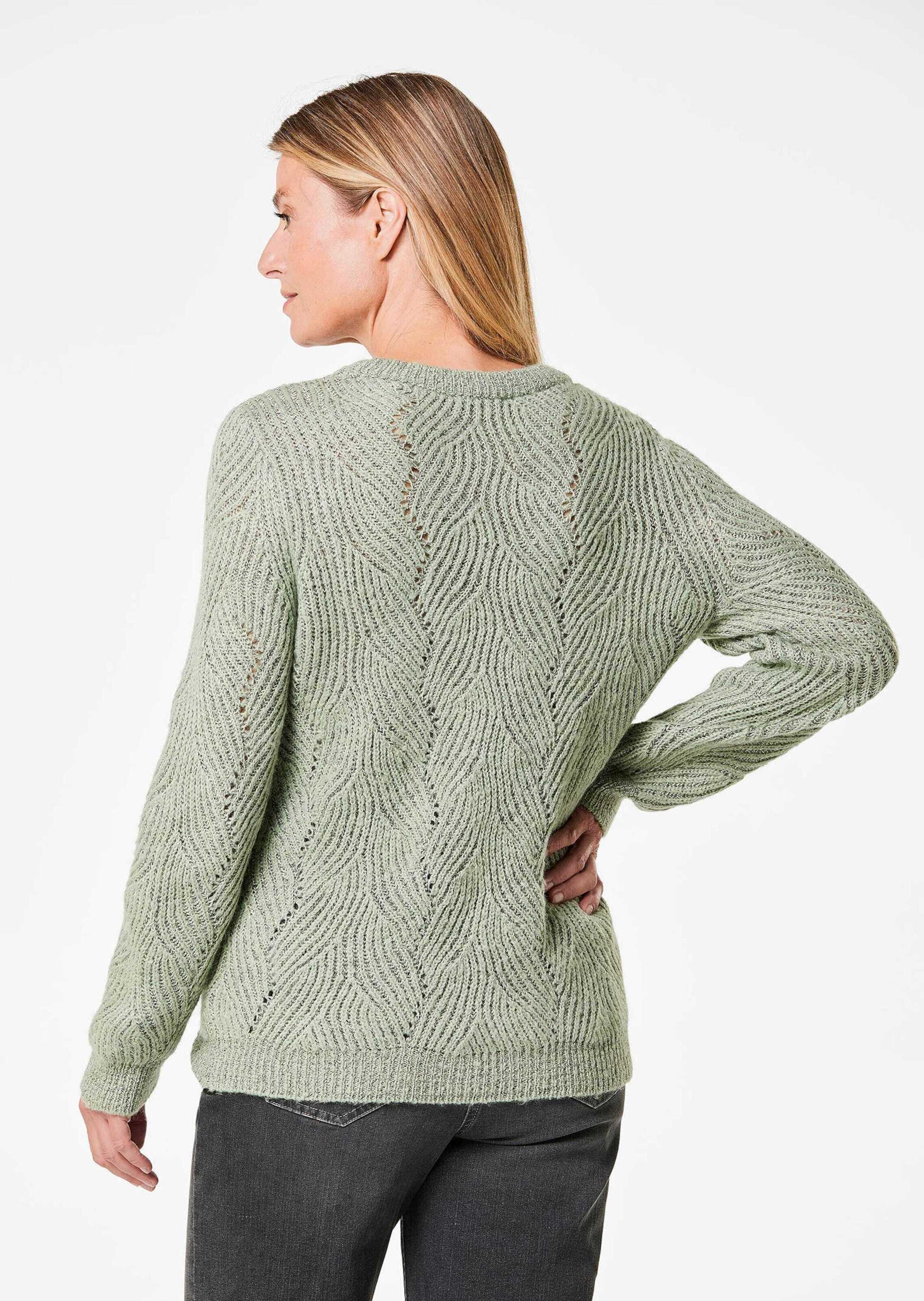 GOLDNER Strickpullover »Kurzgröße Pullover in Rippenoptik und Ajourdetails«