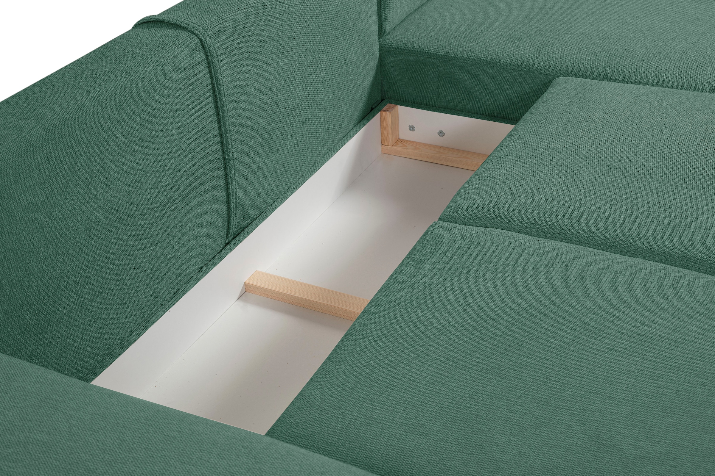 WERK2 Ecksofa »Havanna L-Form«, Moderne Eckcouch in Bouclé mit Schlaffunktion & Bettkasten