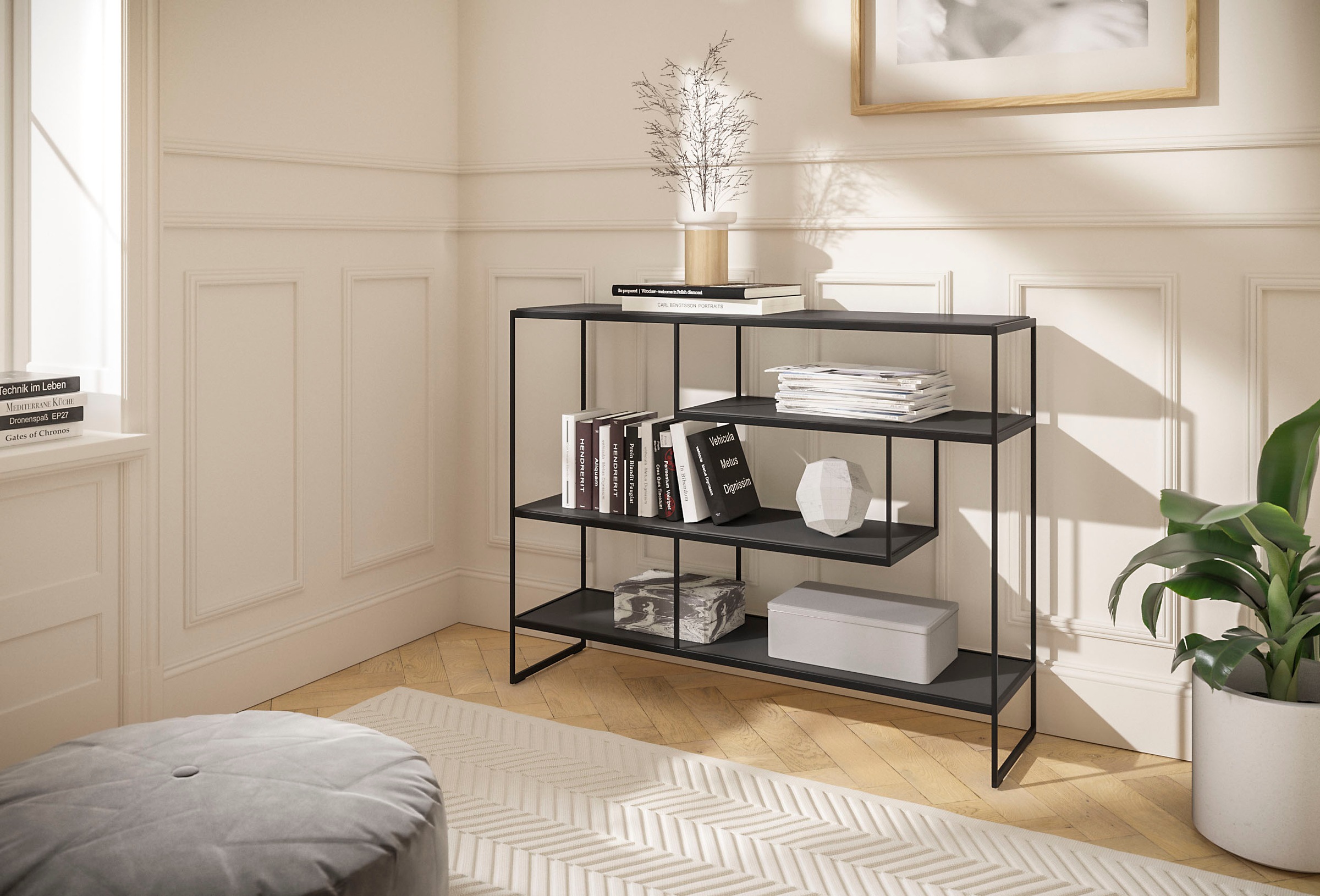 GALLERY M Regal »Toscana«, T 1510 mit drei Einlegeböden, Gestell aus Metall in verkehrsschwarz
