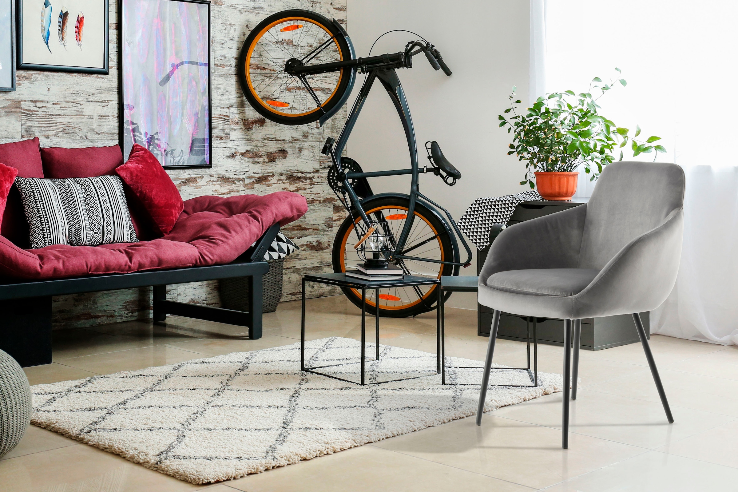 Kayoom Polsterstuhl »Stuhl Cobain 825 2er-Set, einfarbiges Design, minimalistisch gestaltet«, (Set), 2 St., samtweicher Bezug, weiche Polsterung für ein gemütliches Sitzgefühl
