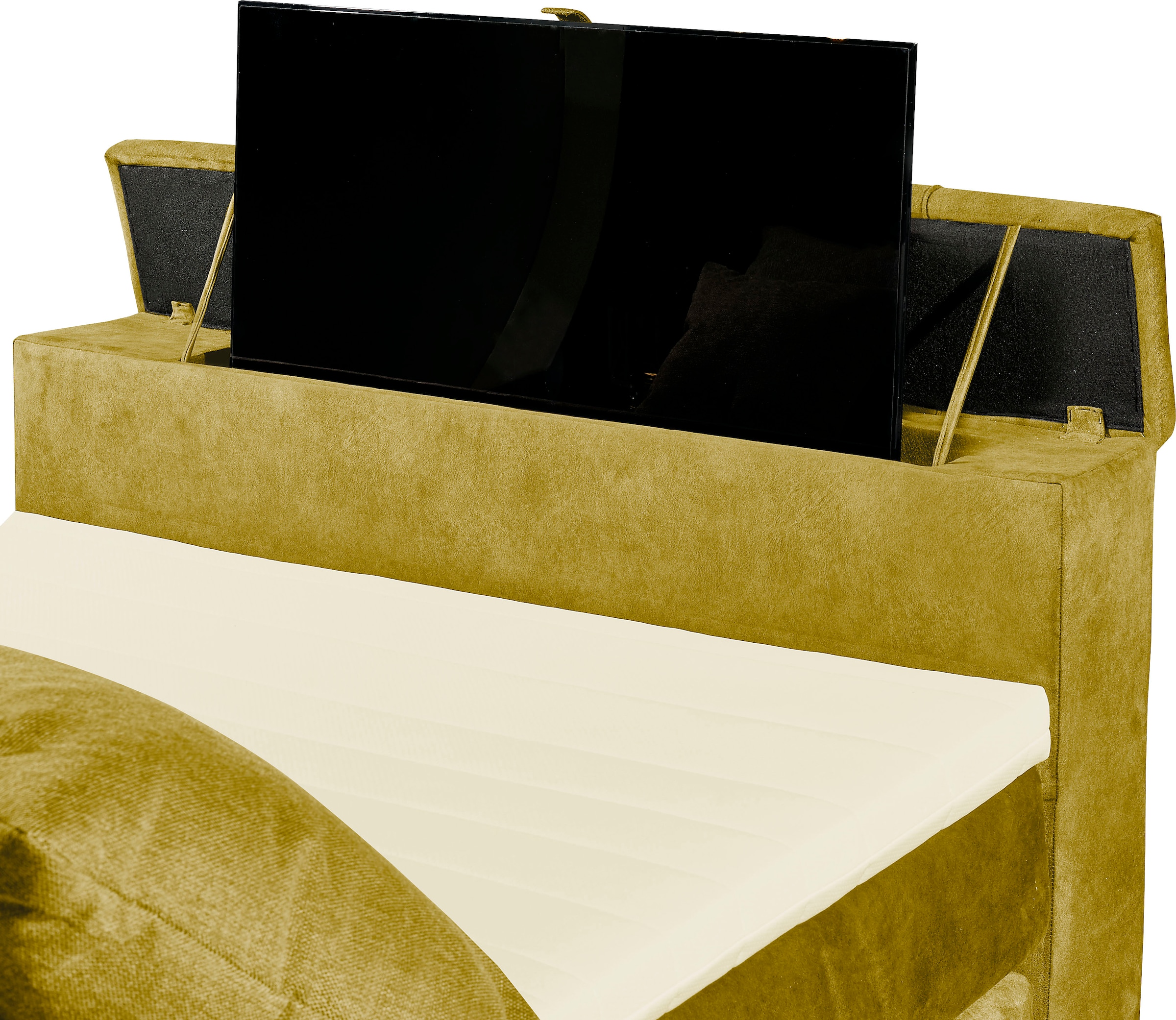 set one by Musterring Boxspringbett »Richmond« versenkbarer TV- Halterung mit Fernbedienung