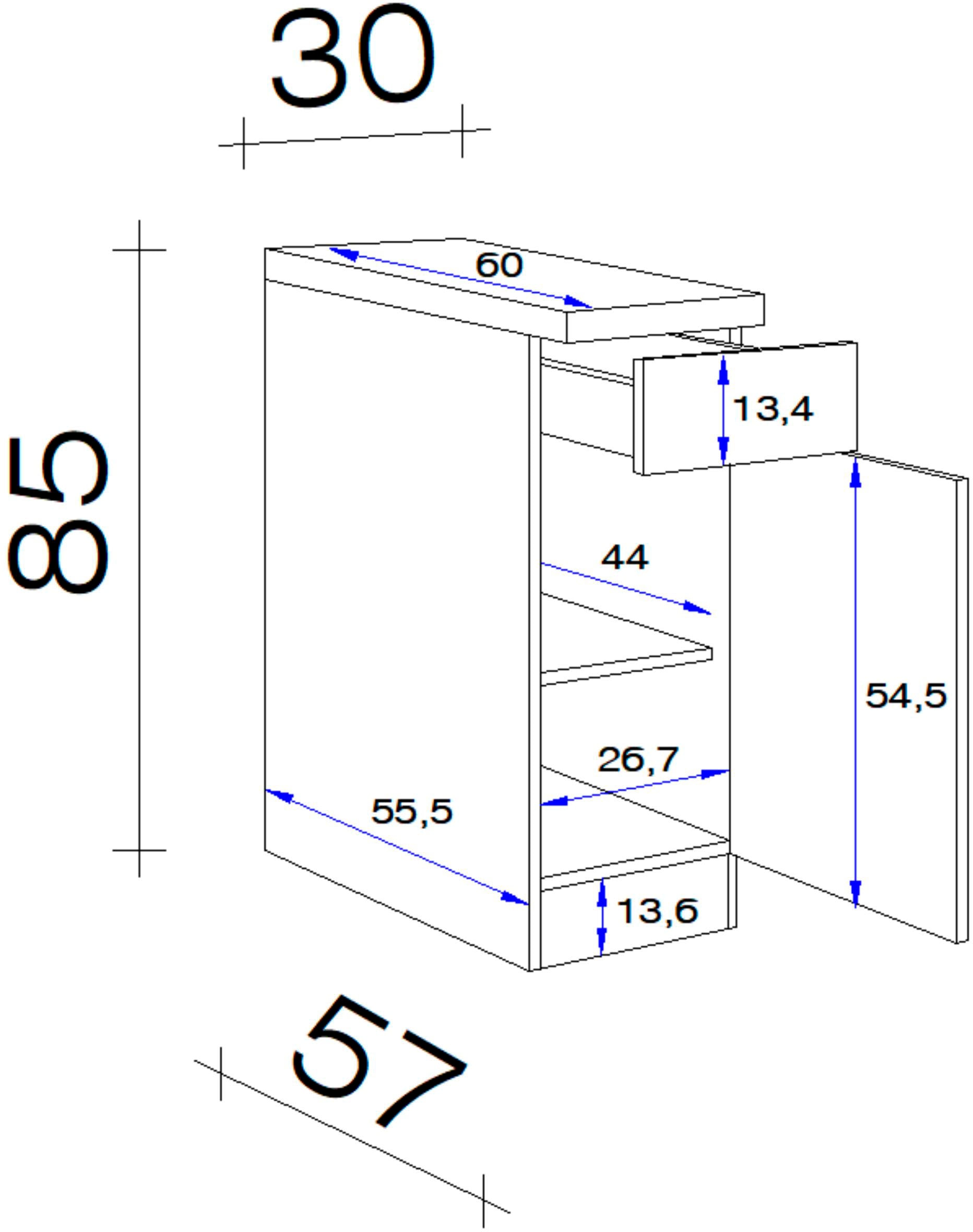 Flex-Well Unterschrank »Nano«, (B x H x T) 30 x 85/86 x 60 cm