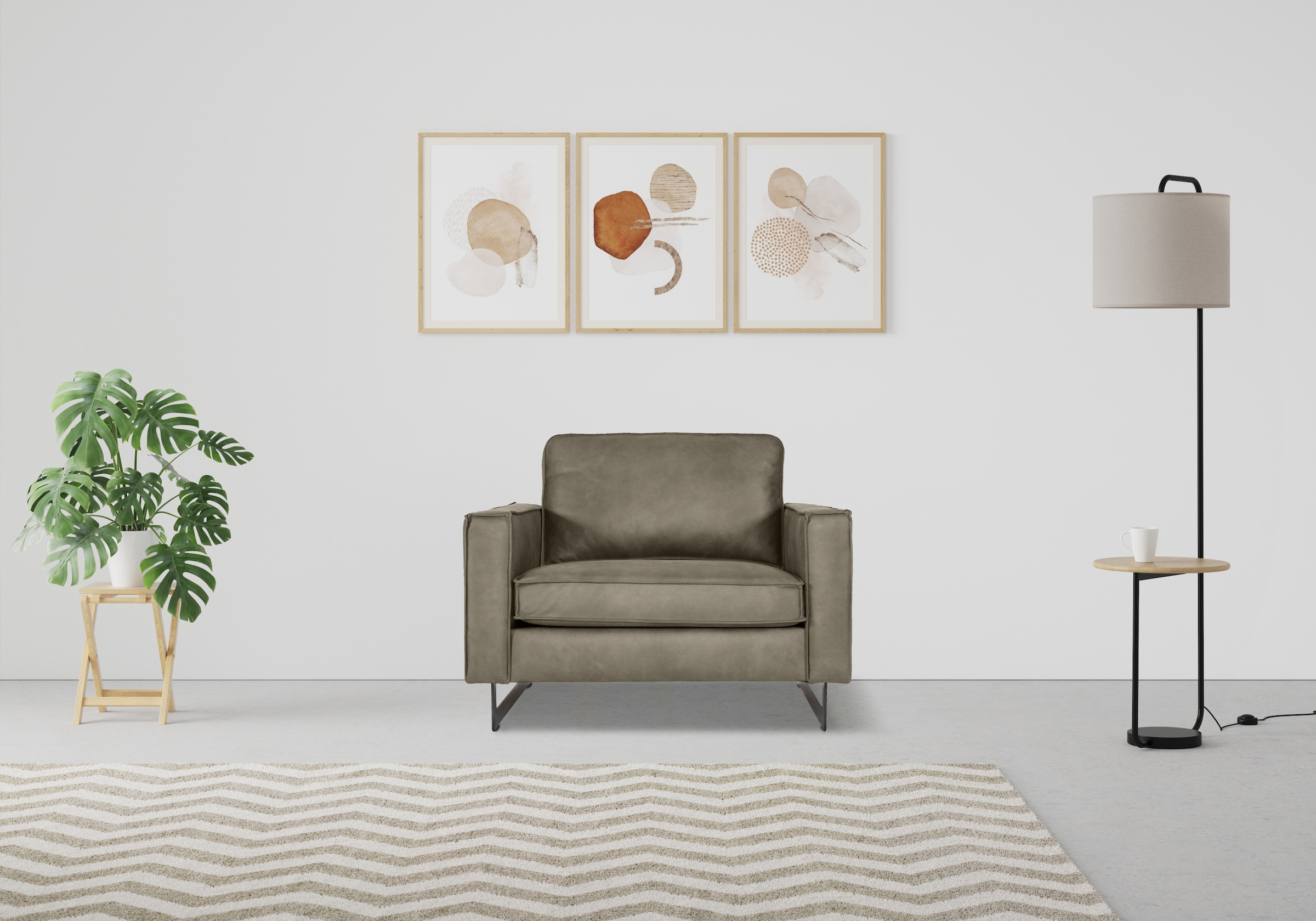 Places of Style Loveseat »Pinto 105 cm, Cord, Chenille, Lederoptik«, mit Keder, Metallfüßen und auch in Cord Bezug erhältlich
