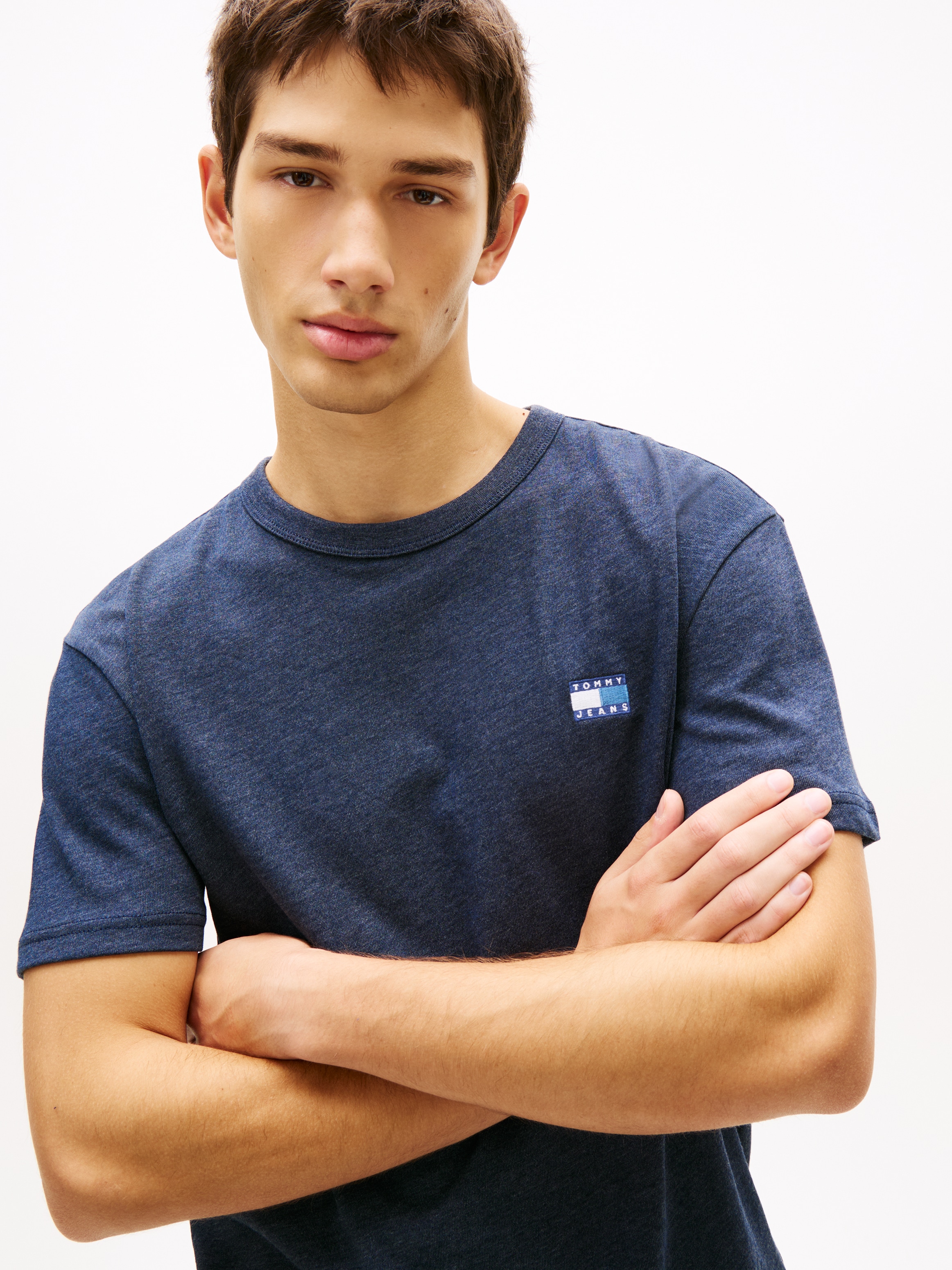 Tommy Jeans T-Shirt »TJM REG BADGE« Rundhals, Jersey, meliert, regular fit