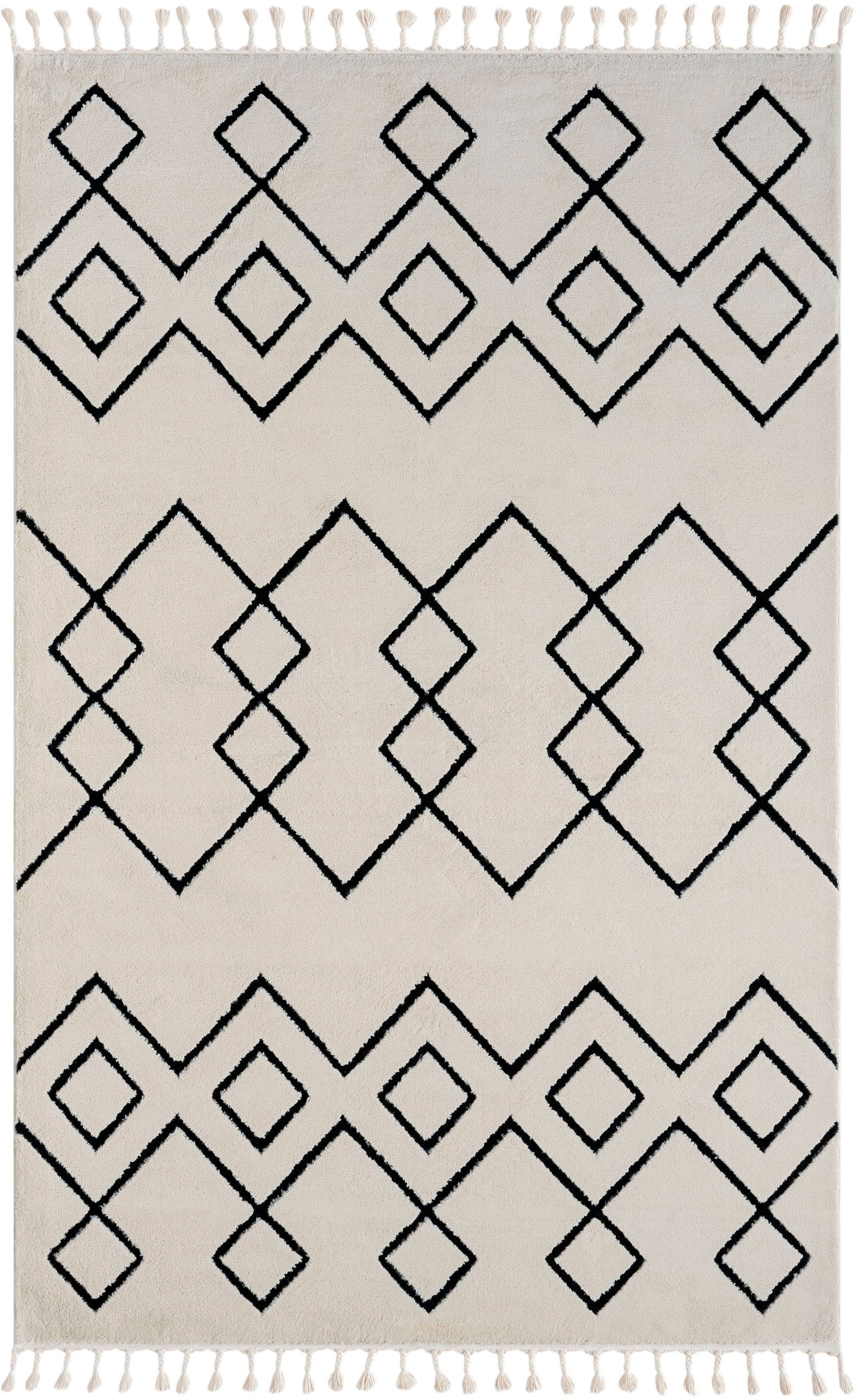 Myflair Möbel & Accessoires Hochflor-Teppich »Moroccan Mural«, rechteckig, 24 mm Höhe, modern, marokkanisches Design, flauschig weich, mit Fransen