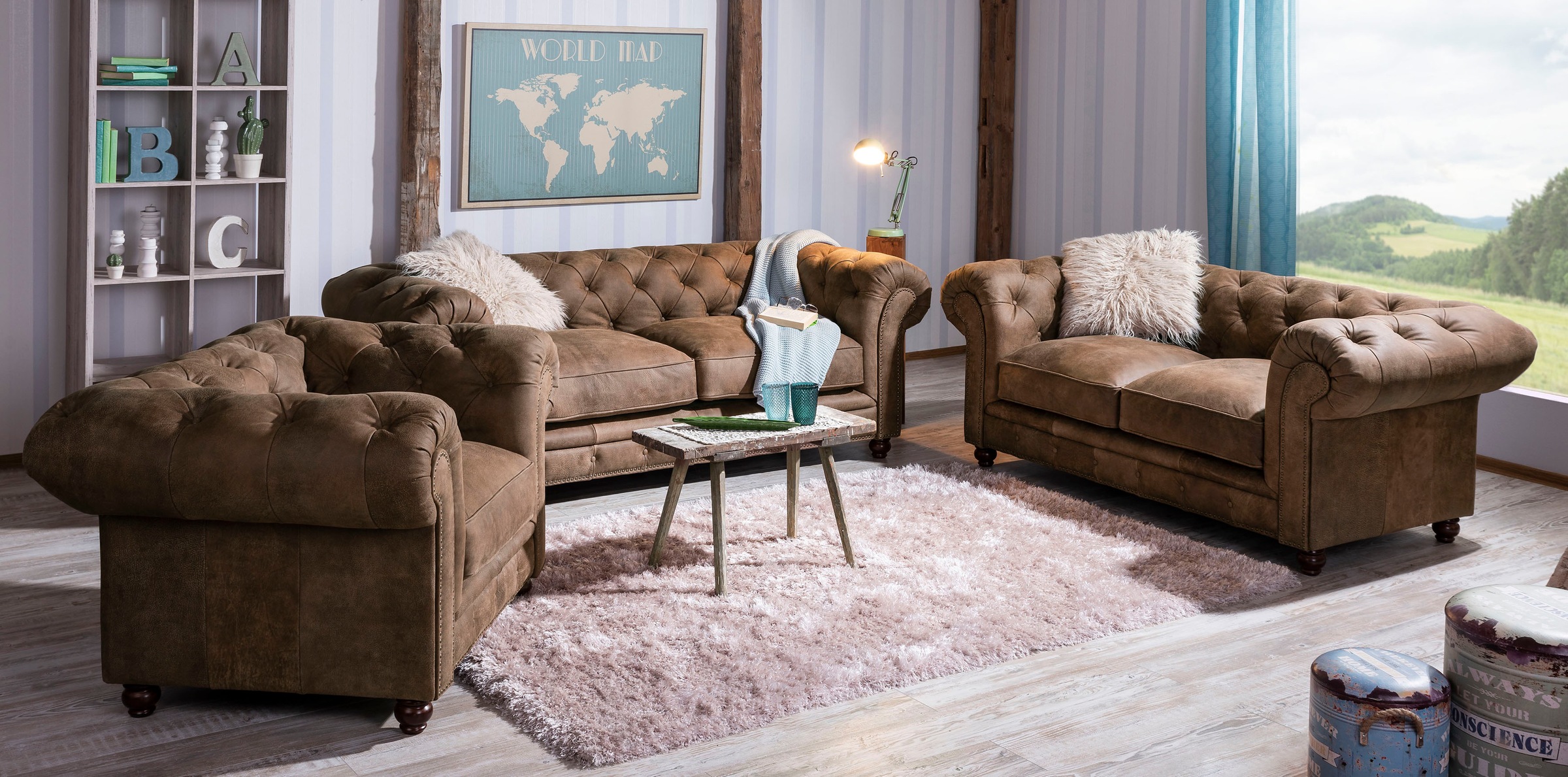 Max Winzer® Chesterfield-Sessel »Old England, Loungesessel, bequem, mit tollen Details«, Ledersessel mit Knopfheftung & Ziernägeln