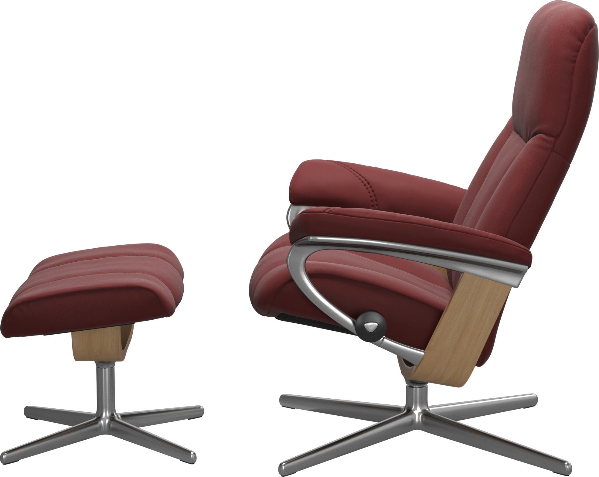 Stressless® Relaxsessel »Consul«, (Set, Relaxsessel mit Hocker), mit Hocker, mit Cross Base, Größe S, M & L, Holzakzent Eiche