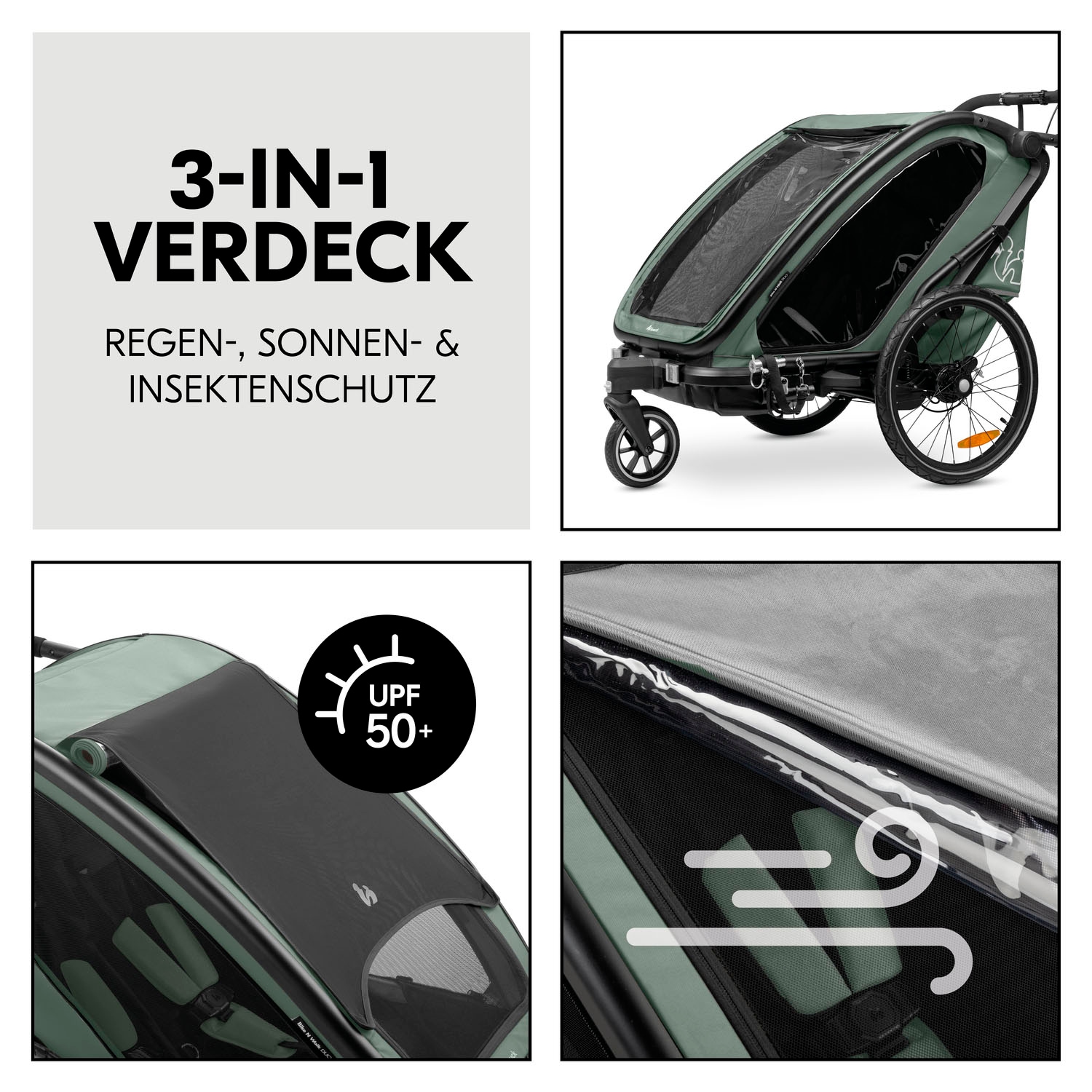 Hauck Fahrradkinderanhänger »Bike N Walk Duo«, für 2 Kinder, inkl. Deichsel