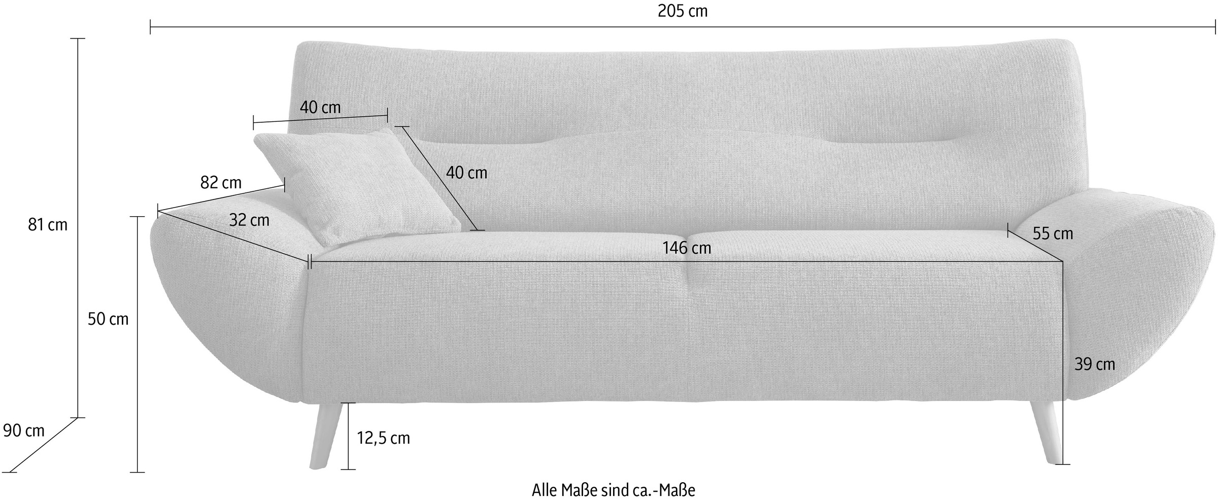 INOSIGN 3-Sitzer »Drago«, frei im Raum stellbar, versch. Stoffe, 3-, 2-Sitzer & Sessel verfügbar