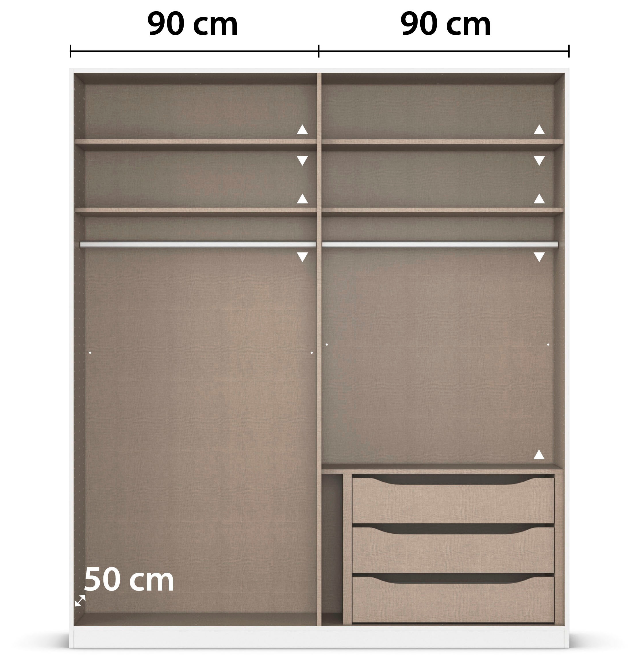 rauch Drehtürenschrank »Kleiderschrank Schrank Garderobe Wäscheschrank Schlafzimmer BELLEZZA« inkl. Schubkasteneinsatz, Wäscheeinteilung und weiterem Zubehör