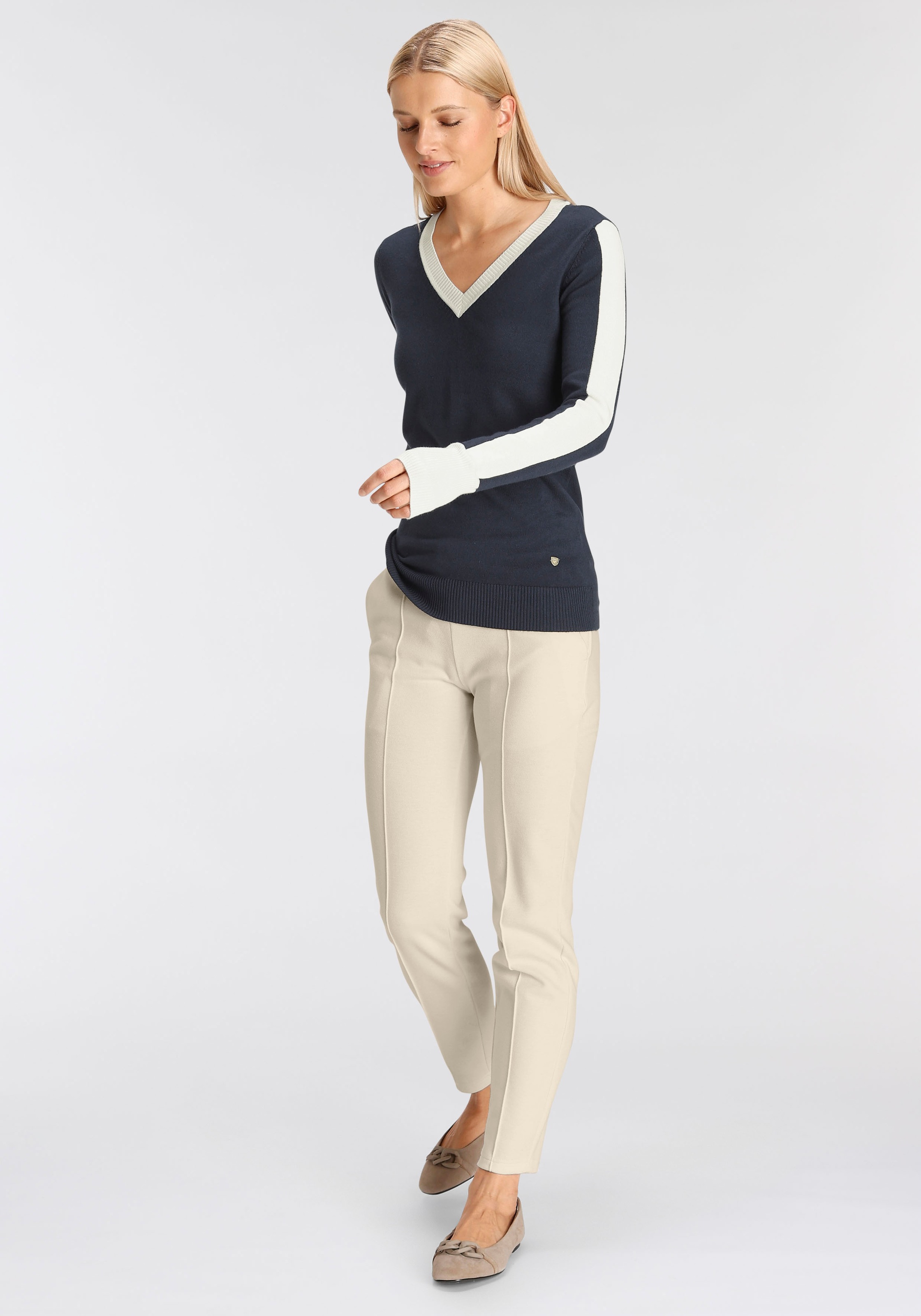 DELMAO V-Ausschnitt-Pullover