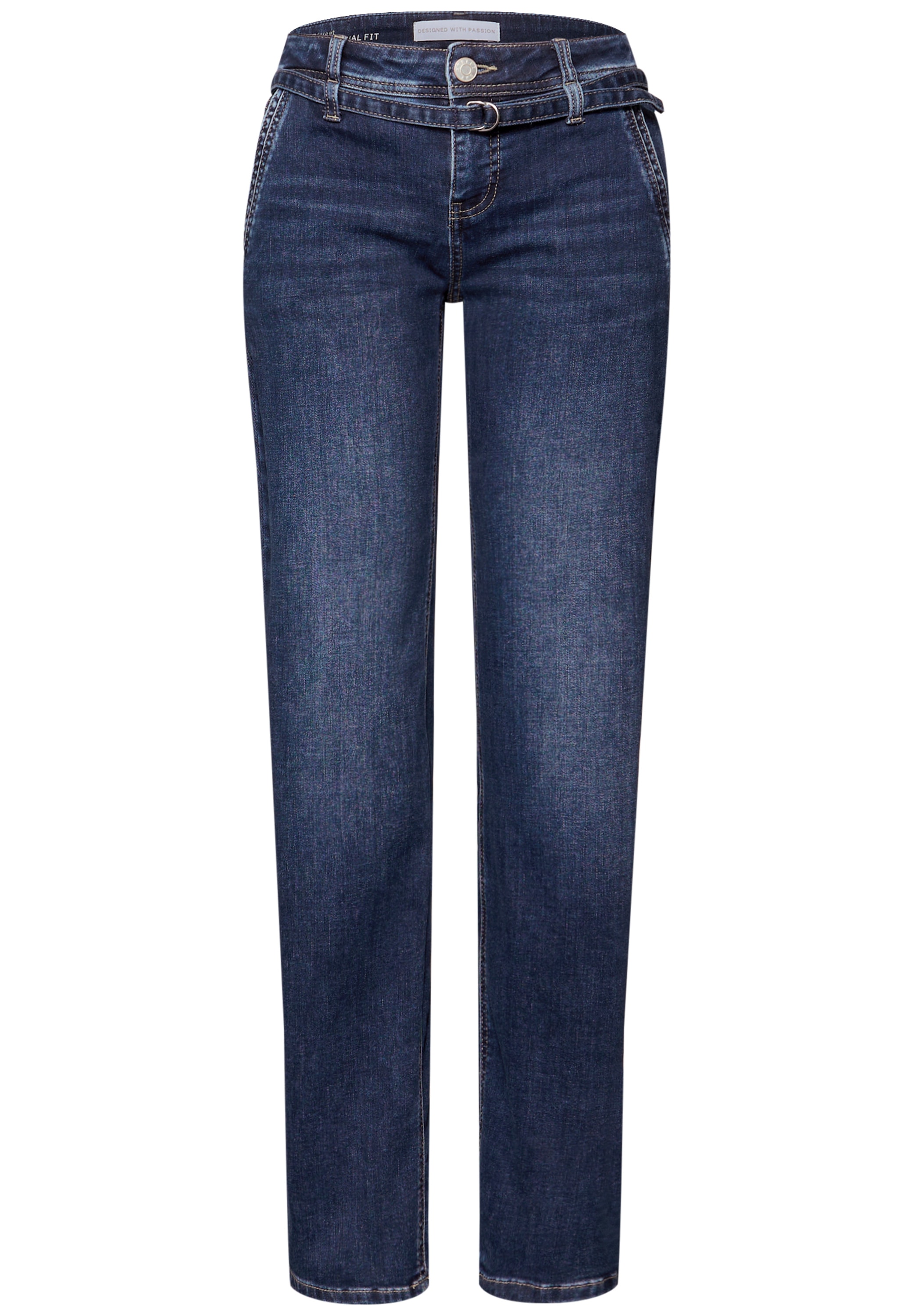 STREET ONE Straight-Jeans mit geradem Bein und Denim-Gürtel