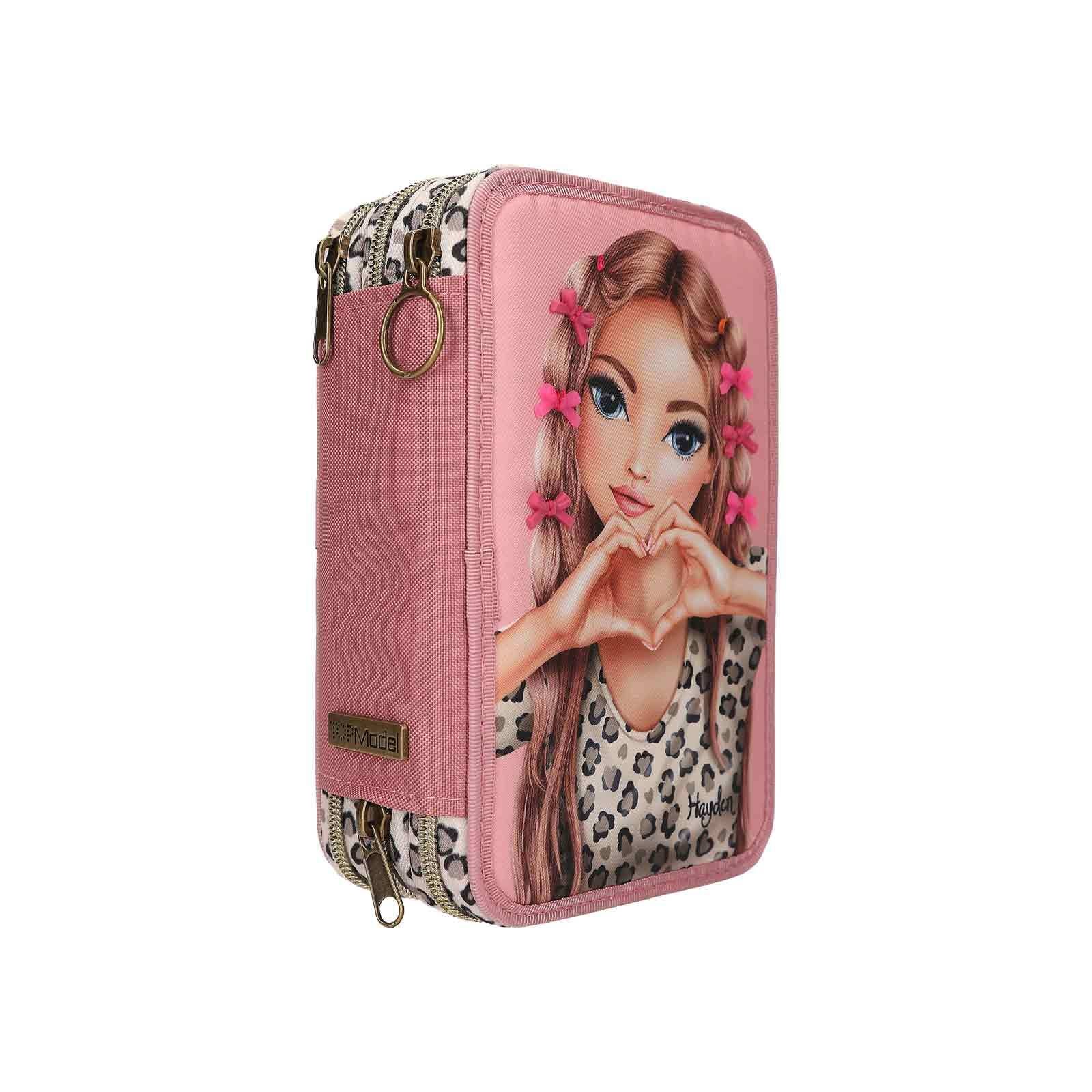 Depesche Buntstift »3-Fach Federtasche LEOHEART mit Schleifen TOPModel 7,5 x 13 x 20 cm rosa«