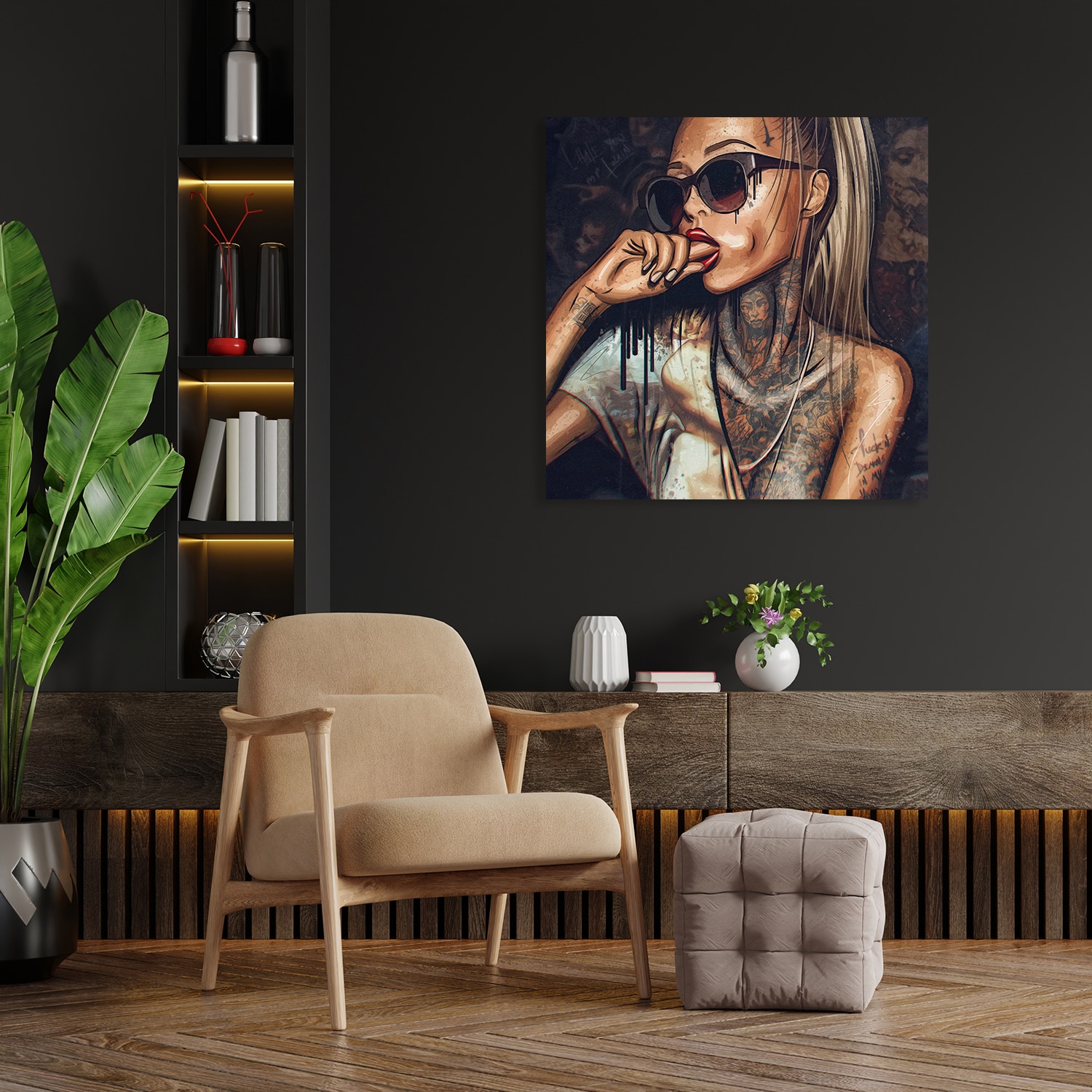 Affengeilebilder Leinwandbild »Sexy Tattoo Girl auf Keilrahmen gespannt« 1 Stk. tlg. Kunstdruck Wandbild Bild in verschiedenen Formaten
