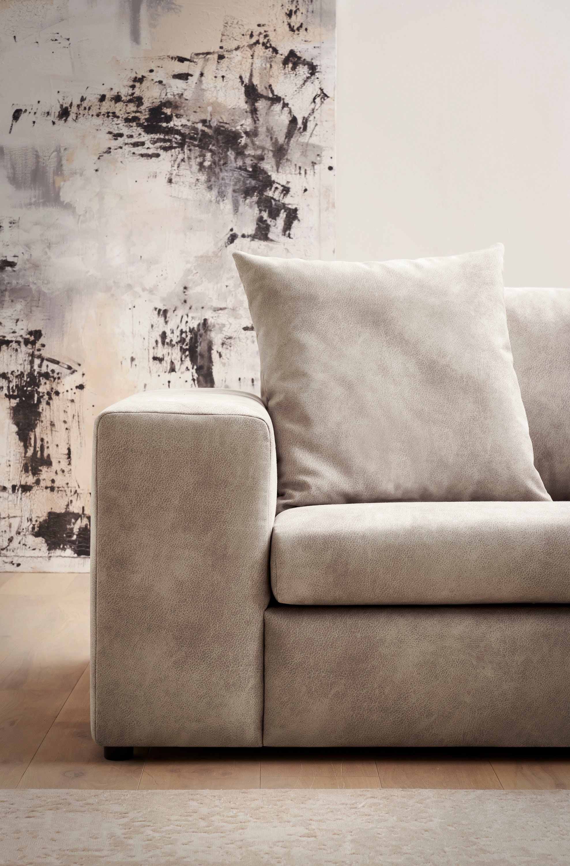 andas Ecksofa »SLEETLAND XXL in Samtvelours oder Vintage-Leder-Optik, L-Form,«, besonders groß und bequem