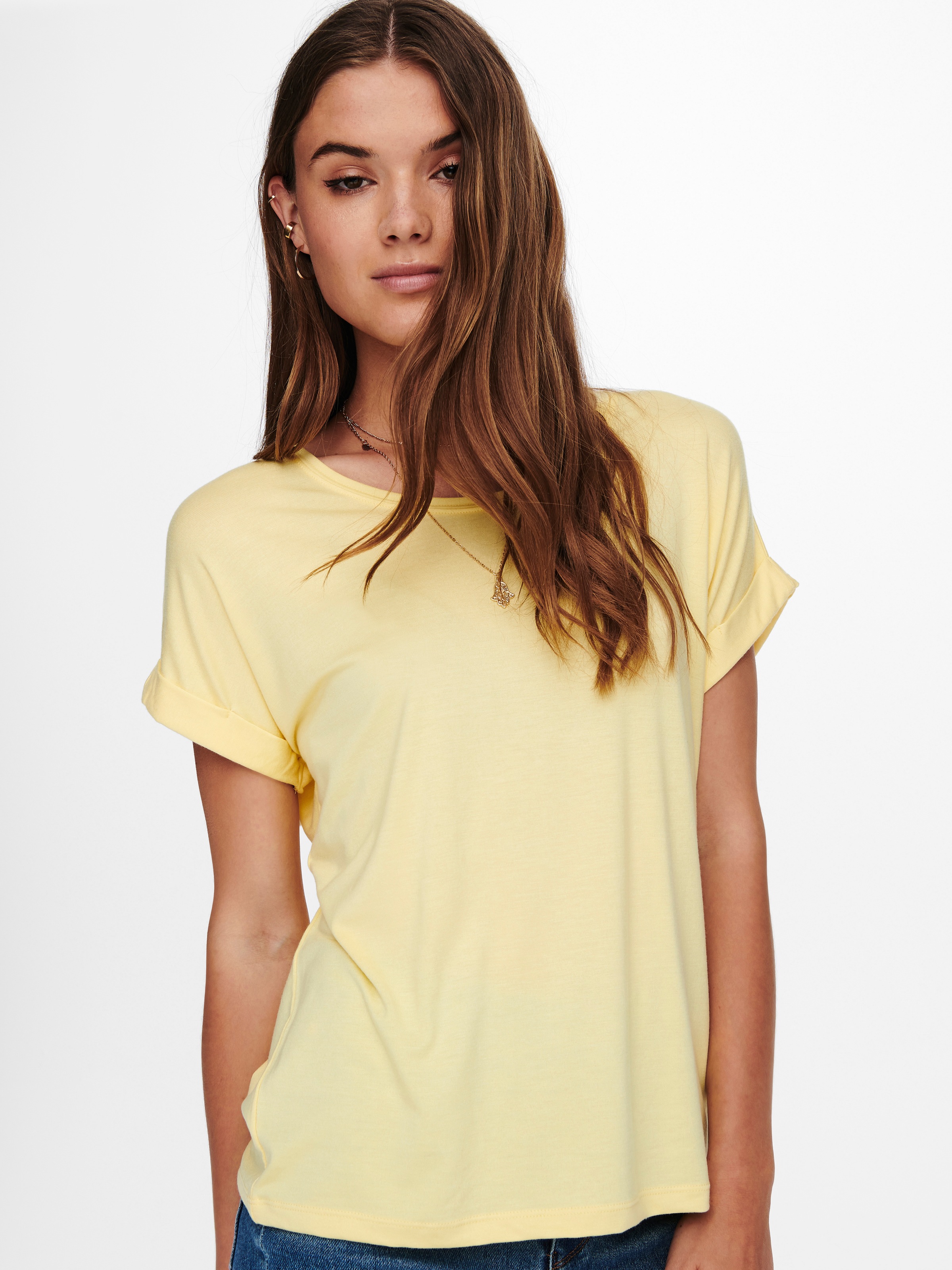 ONLY T-Shirt »ONLMOSTER – Kurzarmshirt mit Aufschlag und klassischem Look« Viskosemischung, regular fit