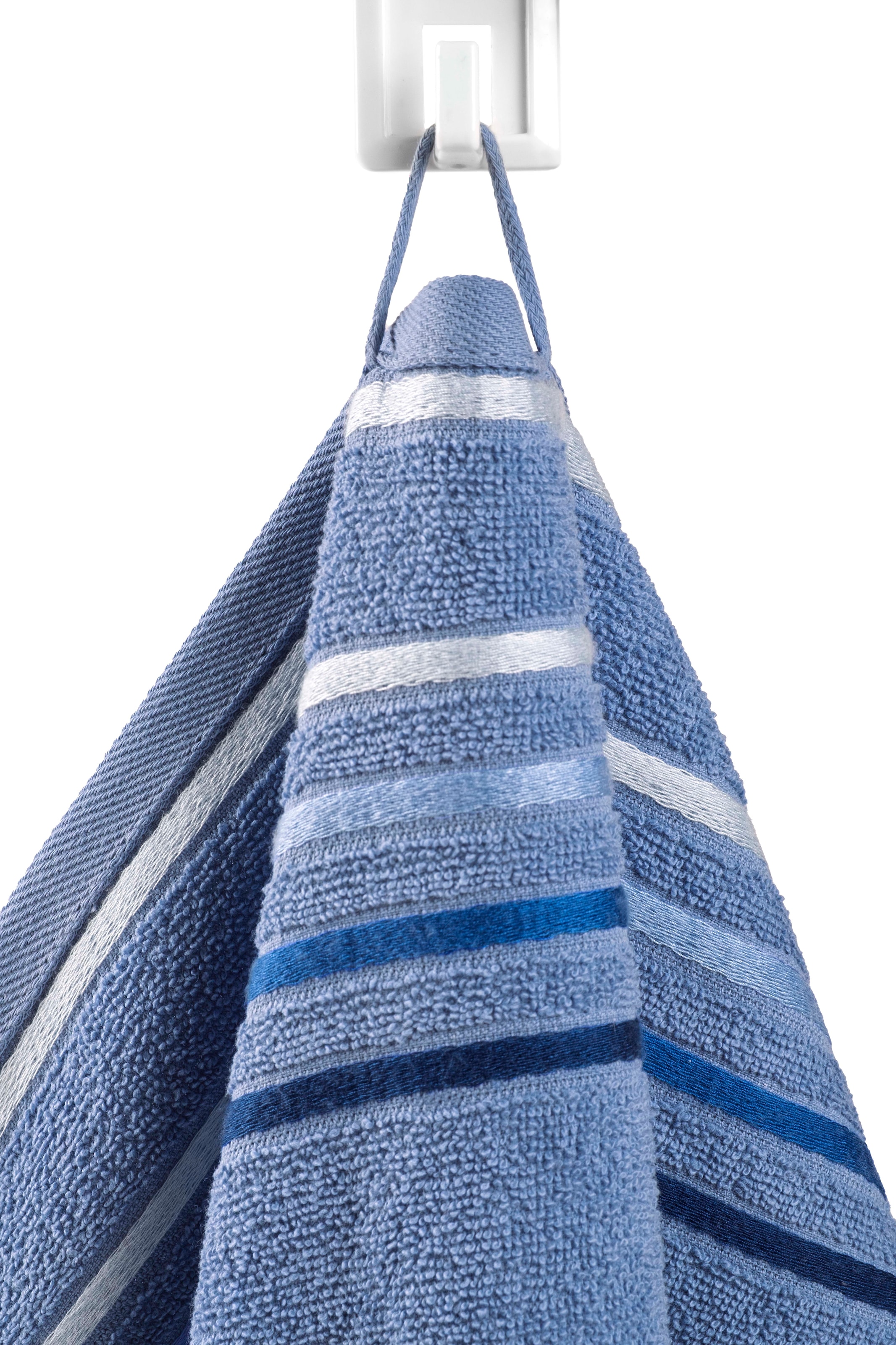 my home Handtuch Set »Niki, Duschtuch, Handtücher und Gästetücher« Set Walkfrottee Handtücher mit mehrfarbiger Streifenbordüre, weich, aus 100% Baumwolle