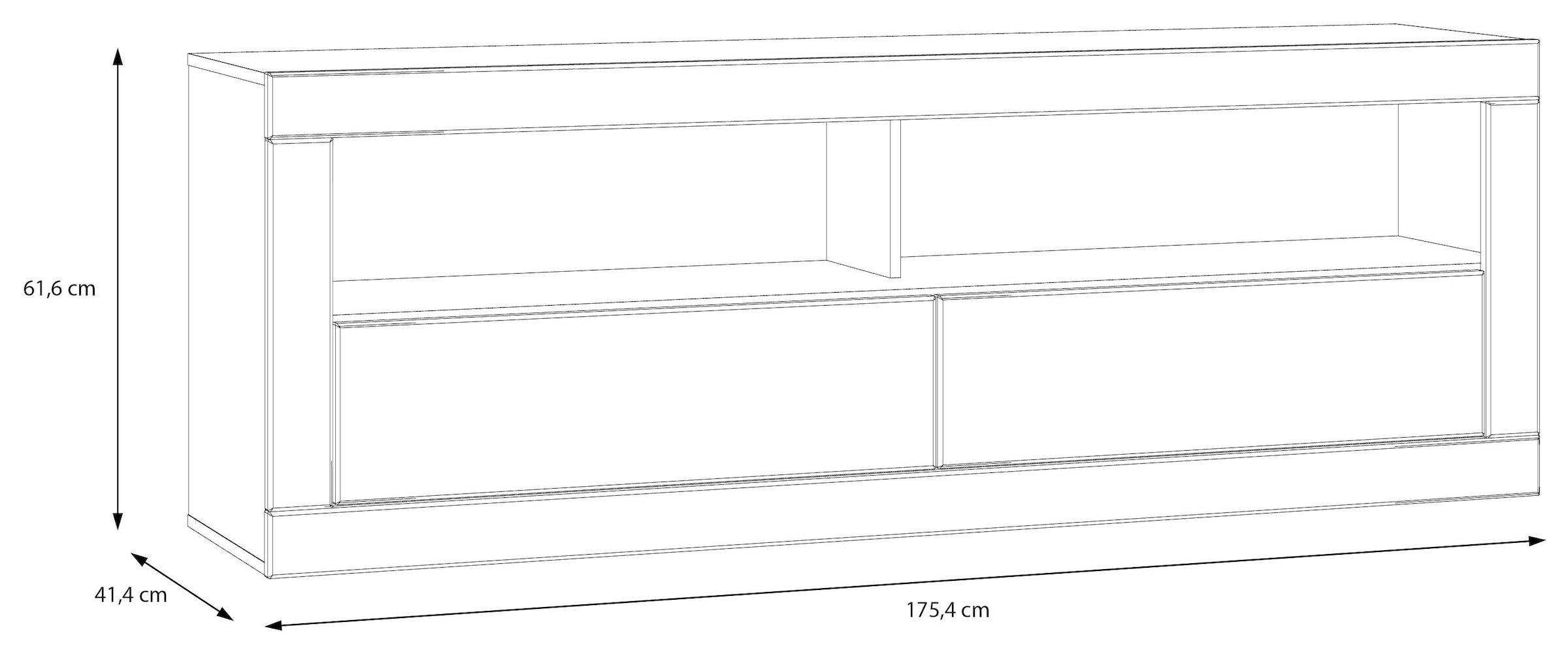 FORTE Lowboard »LefkadasTV-Board, TV-Schrank«, TV-Board, Schubkästen, Push to open, Grifflos, BxH= 175,4 x 61,6cm