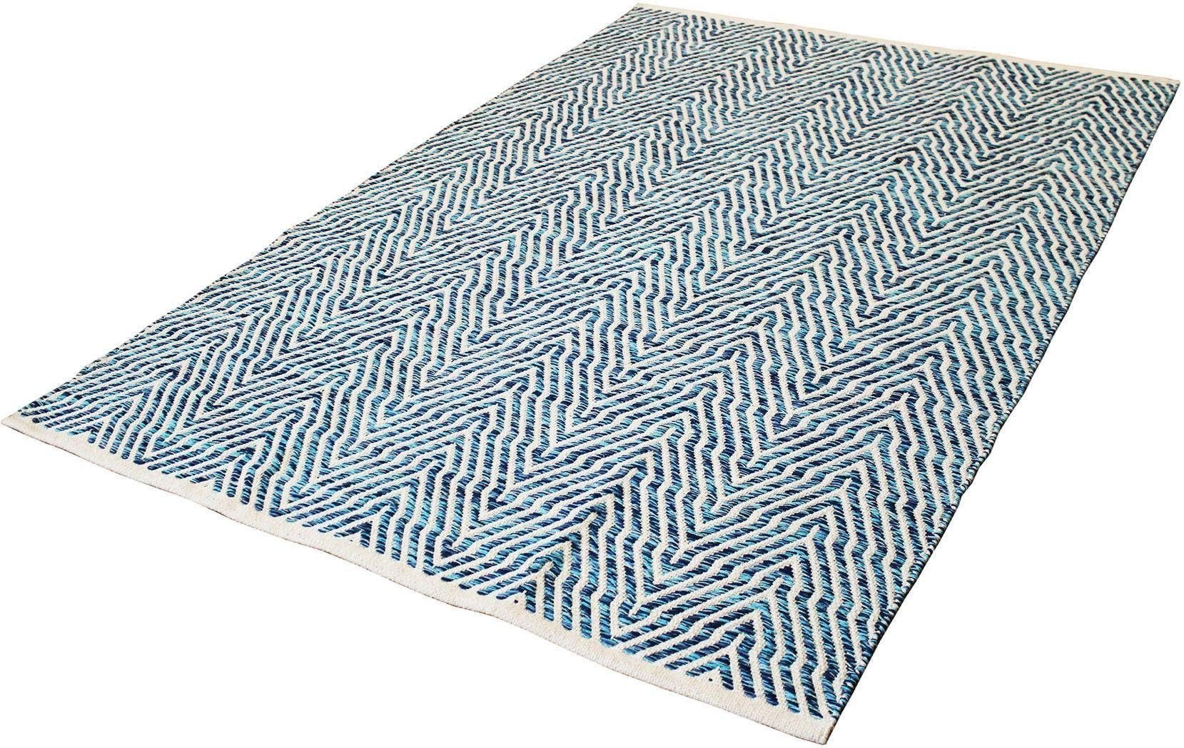 calo-deluxe Teppich »Luba 433«, rechteckig, 7 mm Höhe, reine Baumwolle, handgewebt, Wohnzimmer, Kinderzimmer