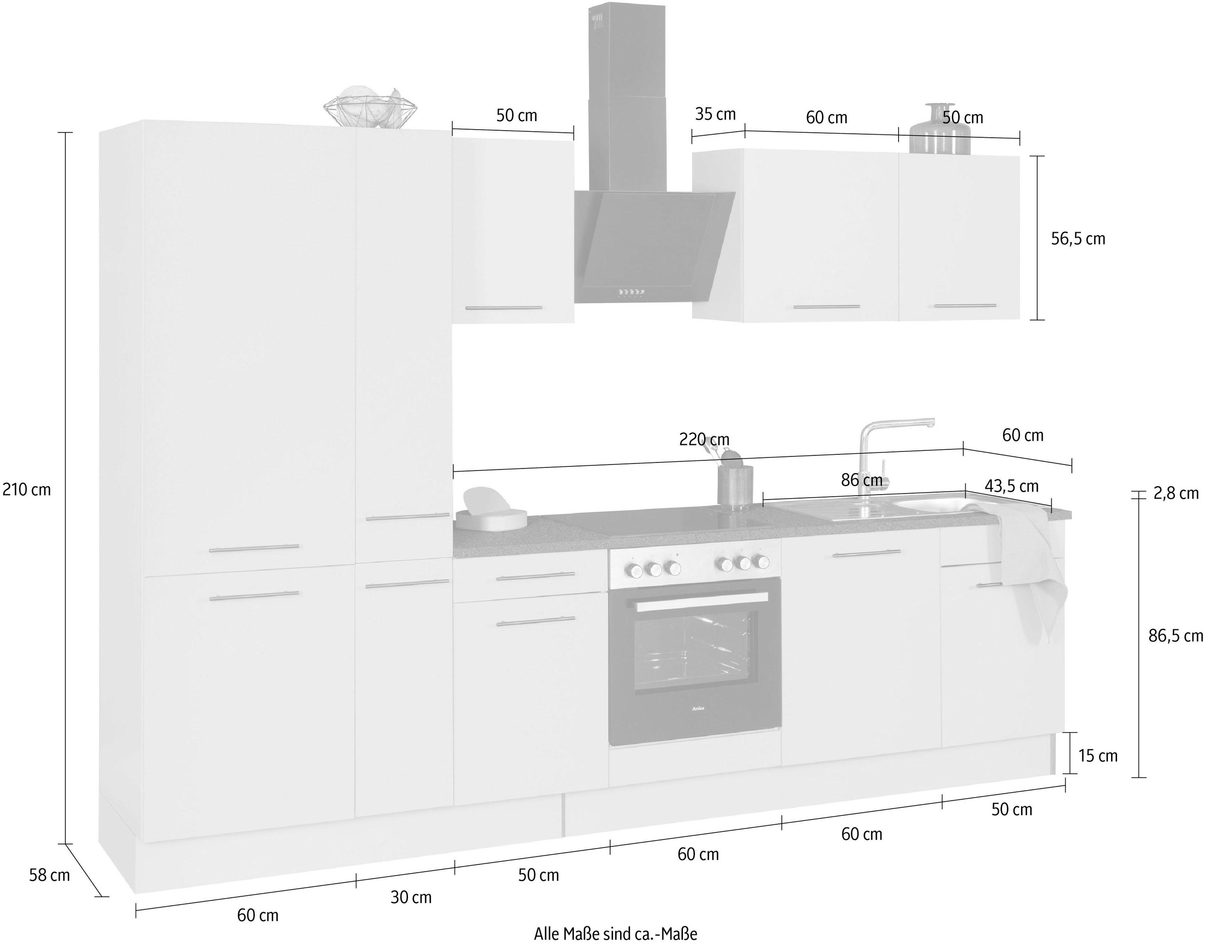 wiho Küchen Küchenzeile »Ela«, Breite 310 cm, Soft-Close-Funktion, höhenverstellbare Füße