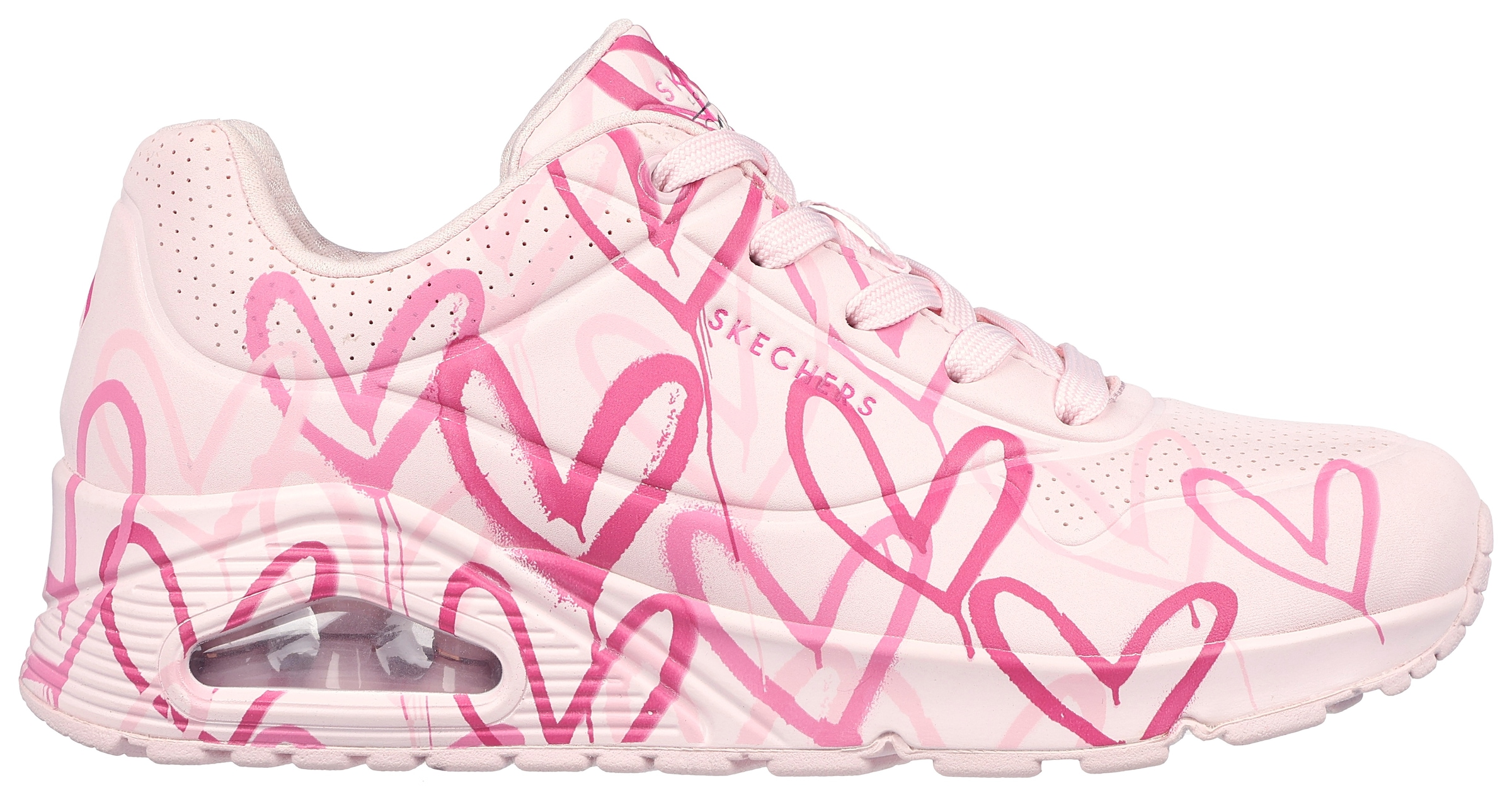 Skechers Wedgesneaker »UNO-SPREAD THE LOVE«, mit auffälligem Graffiti-Print, Freizeitschuh, Halbschuh, Schnürschuh