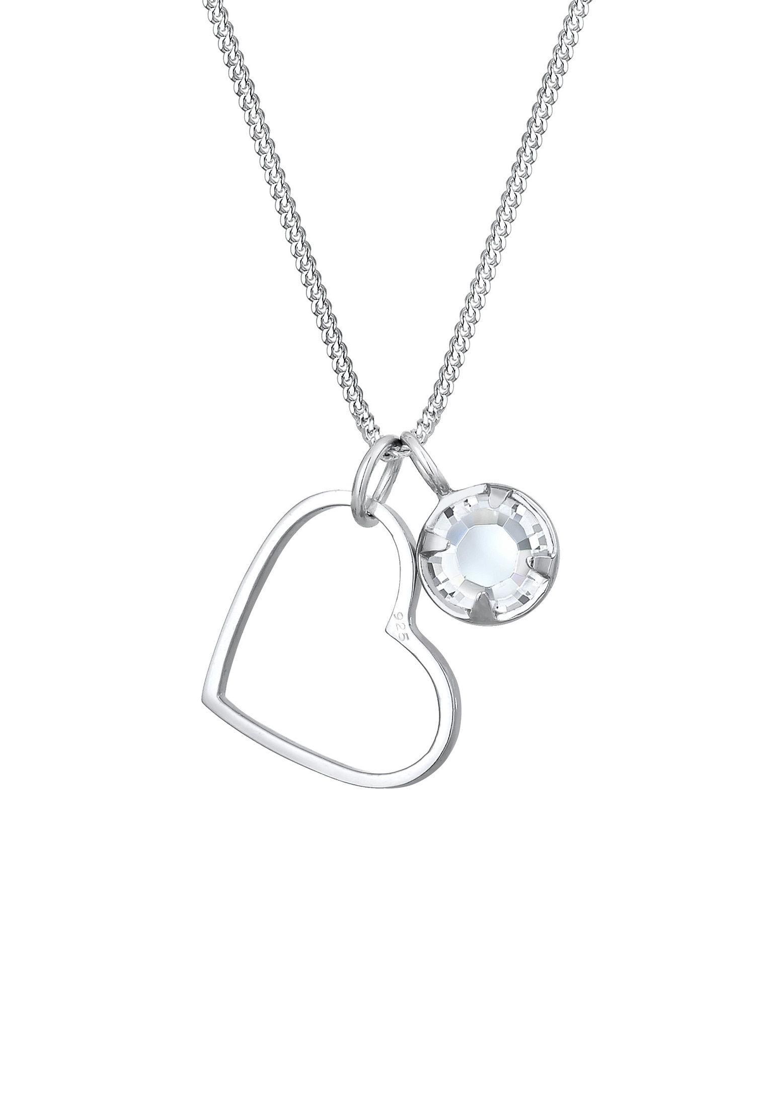 Elli Silberkette »Halskette Herz Glas Kristalle Weiß 925 Sterling Silber«