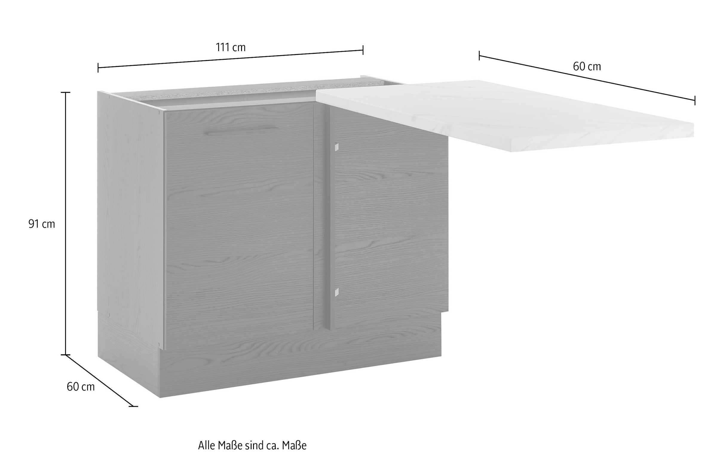 BASIC by Balculina Eckunterschrank »Yorki«, Stellmaß B/T/H 45/60/90 cm