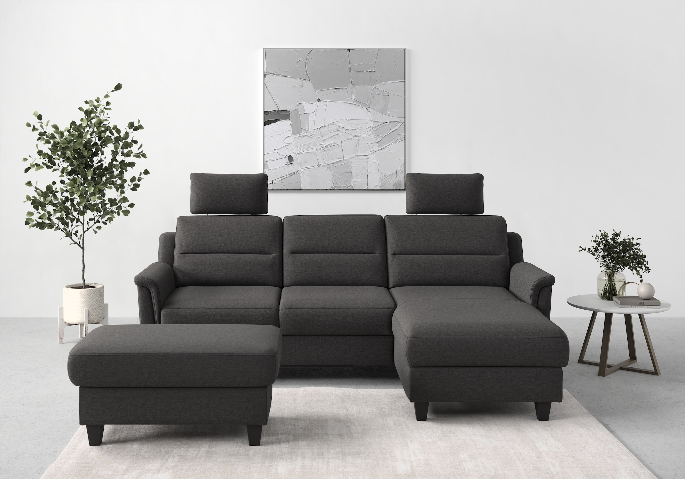 sit&more Ecksofa »Farö L-Form« inklusive Federkern, wahlweise mit Bettfunktion und Bettkasten