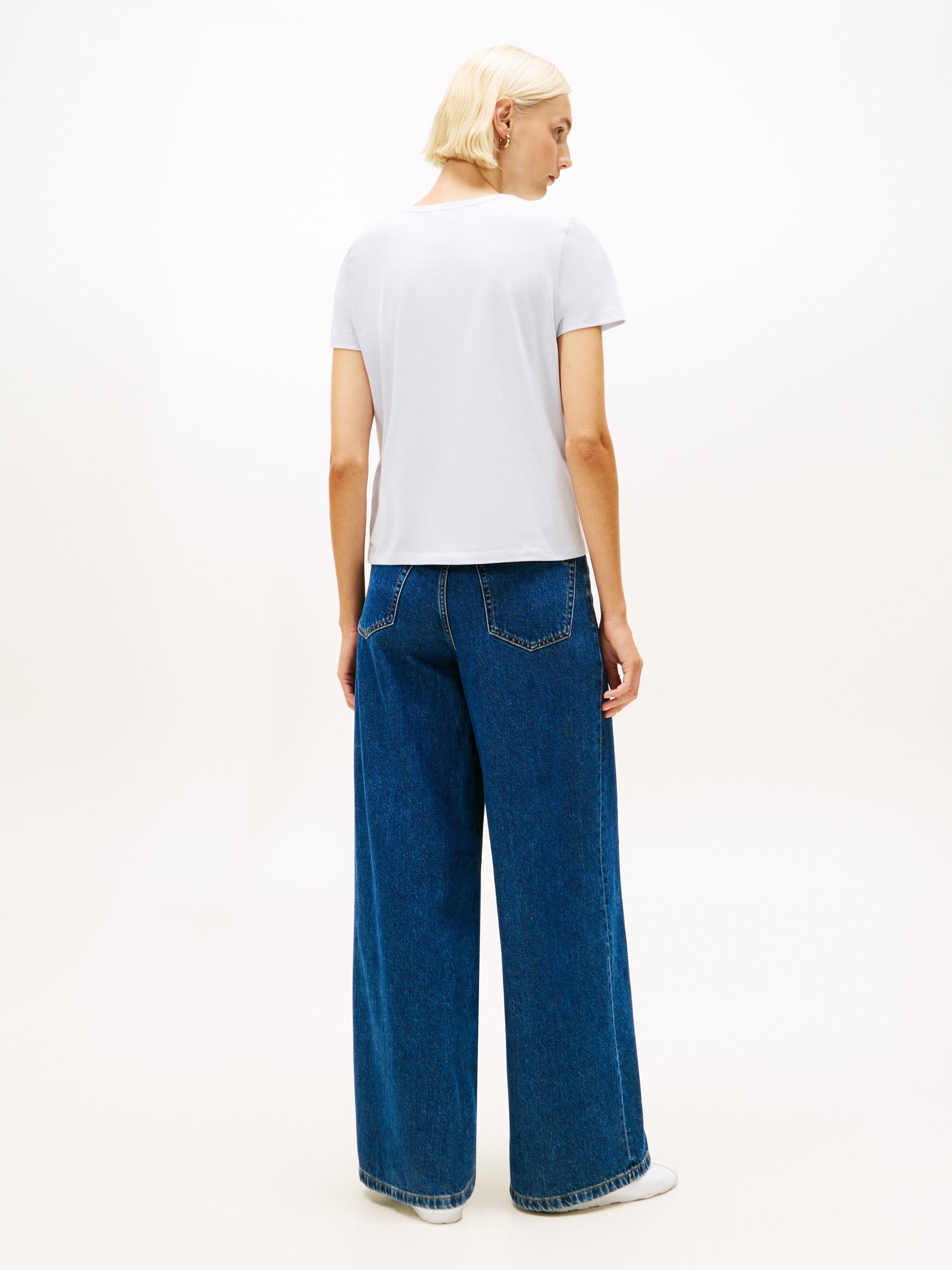 Tommy Hilfiger Kurzarmshirt »TH SCRIPT REG C-NK SS TEE« Stretch, Baumwollmischung, regular fit