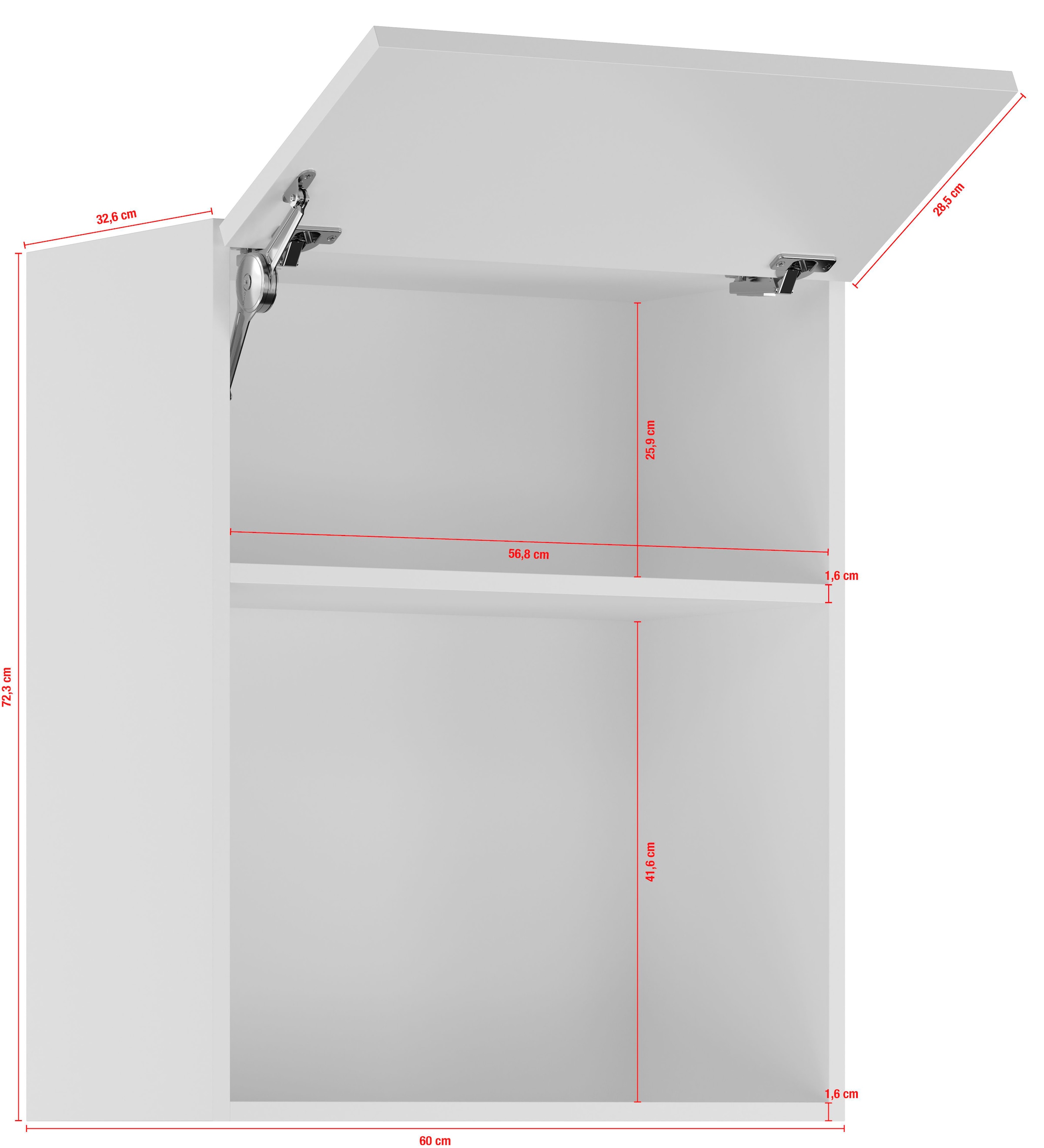 IMPULS KÜCHEN Klapphängeschrank »"Turin", Breite/Höhe: 60/72,3 cm«, vormontiert, mit Klapptür und offener Nische